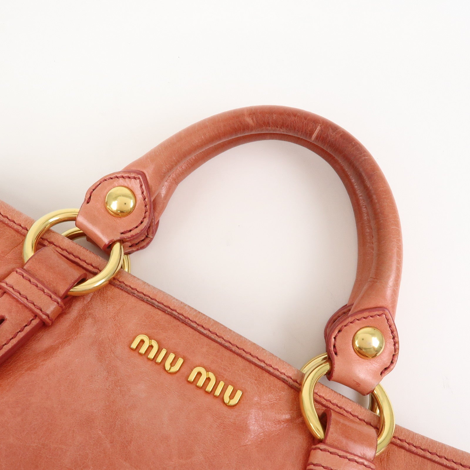 MIU MIU Leather 2Way Bag Hand Bag Shoulder Bag Crossbody Bag Pink