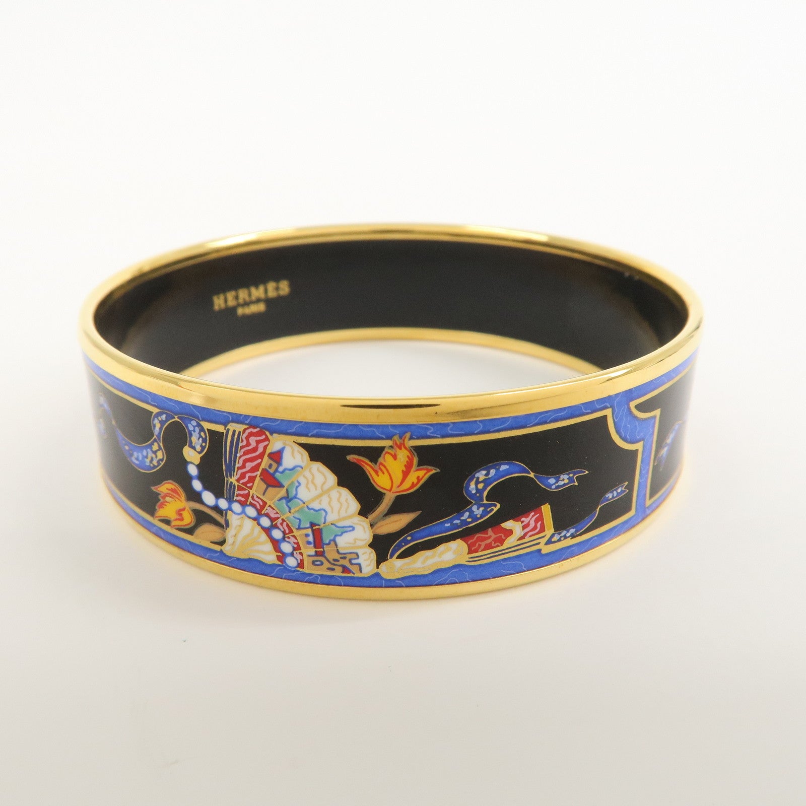 HERMES Email GM Bangle Bracelet Black Blue