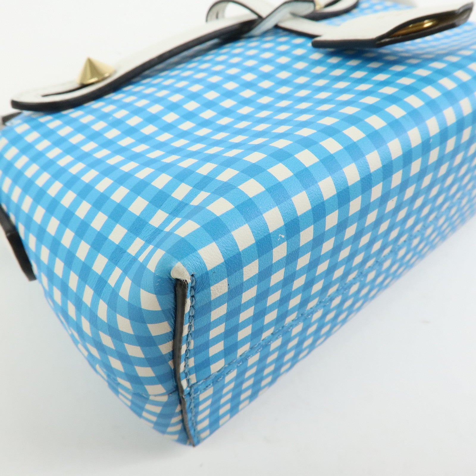 FENDI By The Way Leather 2Way Shoulder Bag Gingham Plaid 8BL145