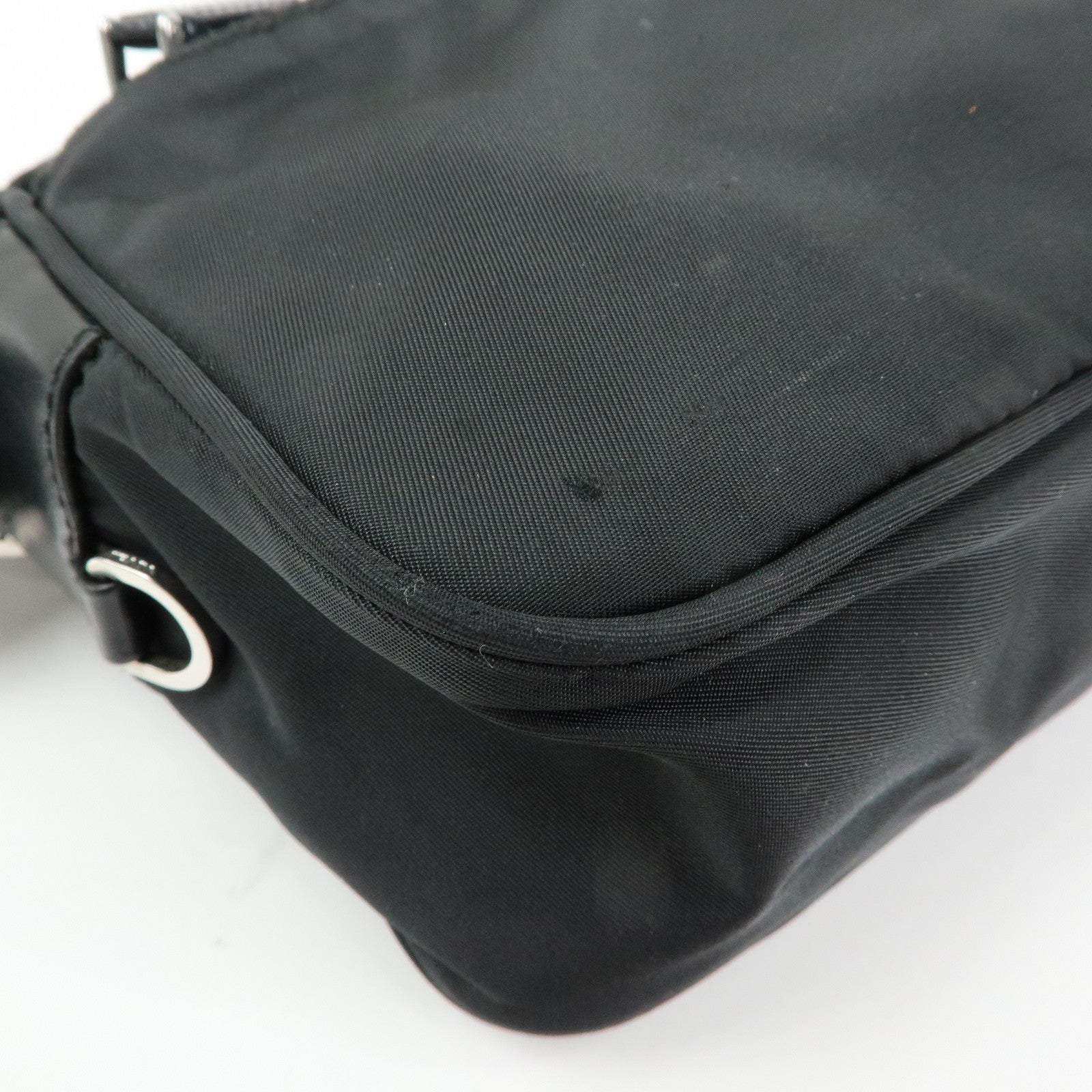 PRADA Triangle Logo Nylon Shoulder Bag Crossbody Bag Black BT0166