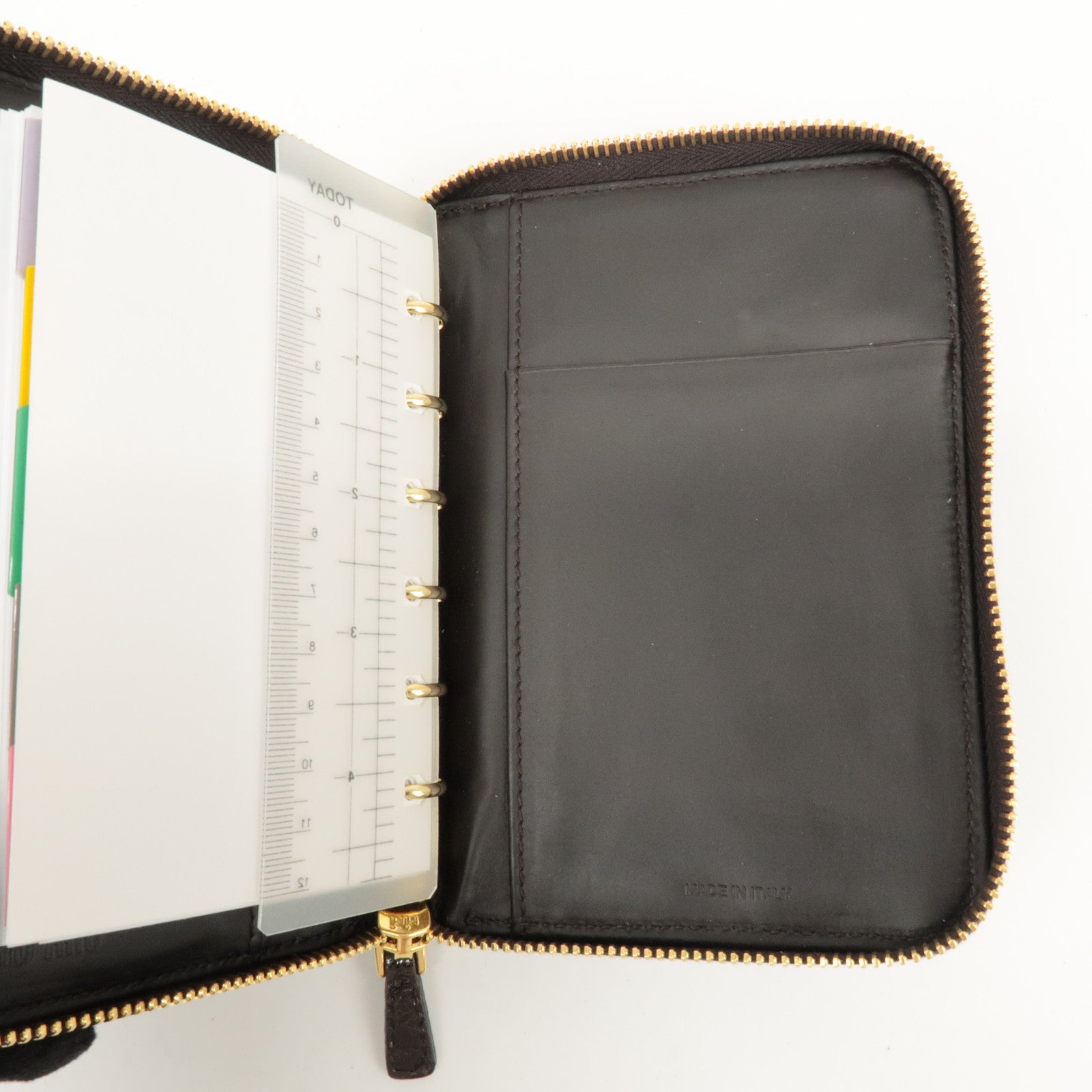 MIU MIU Logo Leather Agenda Panner Cover Gold HDW Black Used