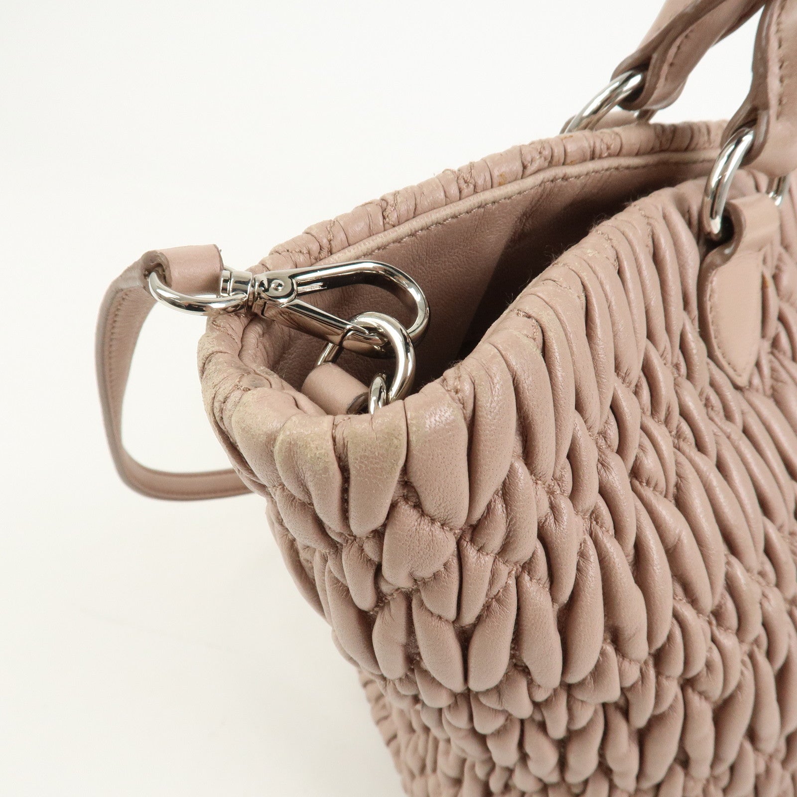 MIU MIU Matelasse Nappa Crystal Leather 2Way Shoulder Bag 5BE896