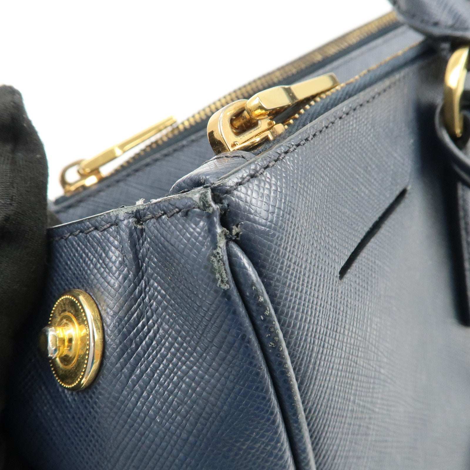 PRADA Galleria Saffiano Leather 2Way Bag Hand Bag Navy BN2274