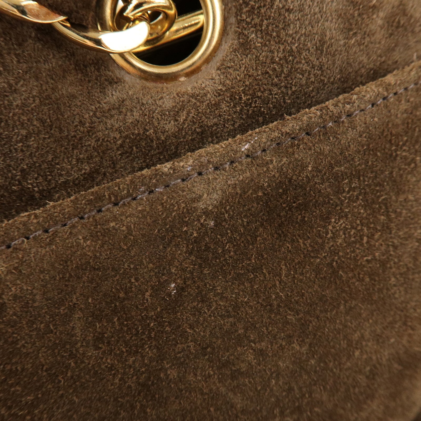 CHANEL COCO Mark Suede Chain Tote Bag Shoulder Bag Brown