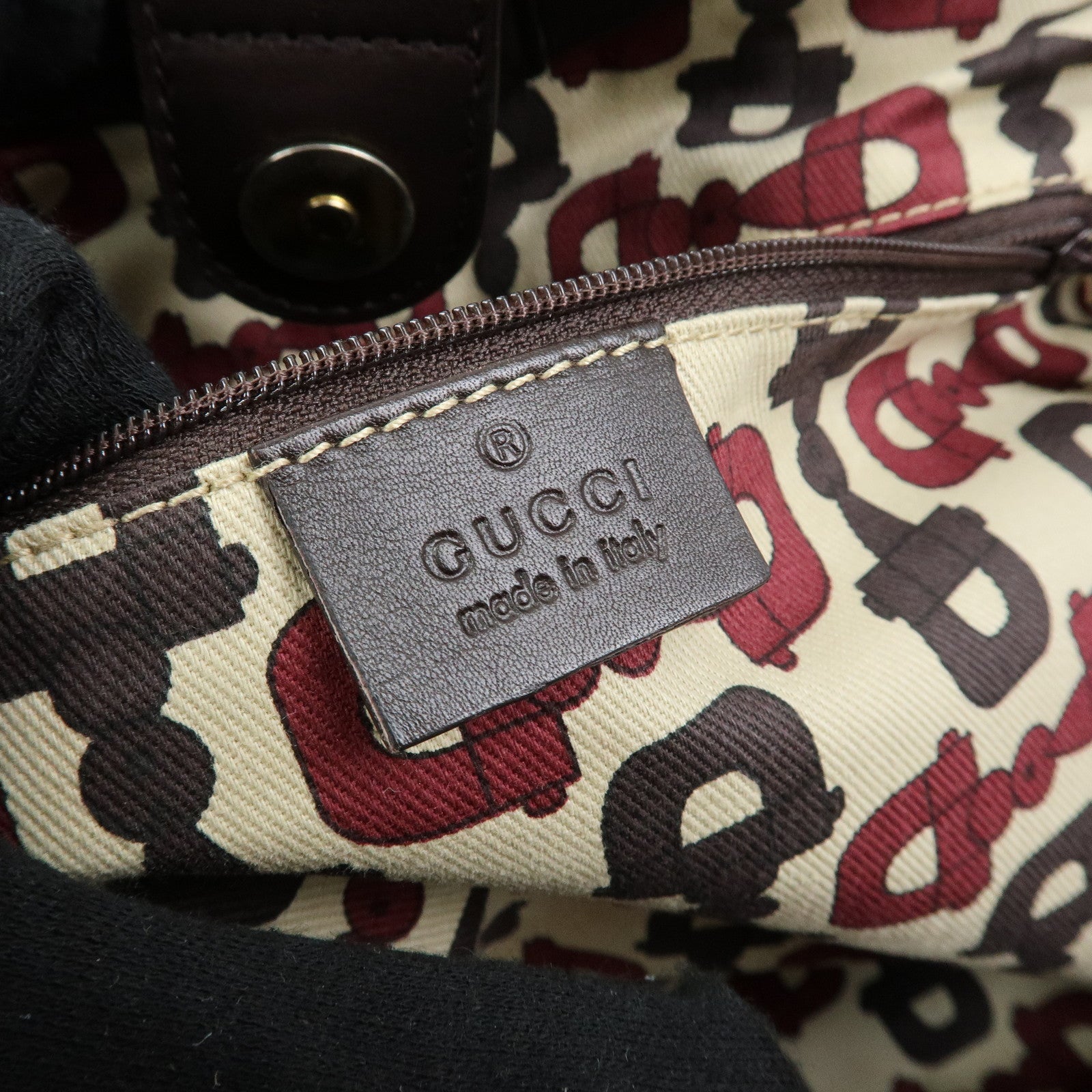 GUCCI Sukey Guccissima Leather Tote Bag Hand Bag Dark Brown 211944