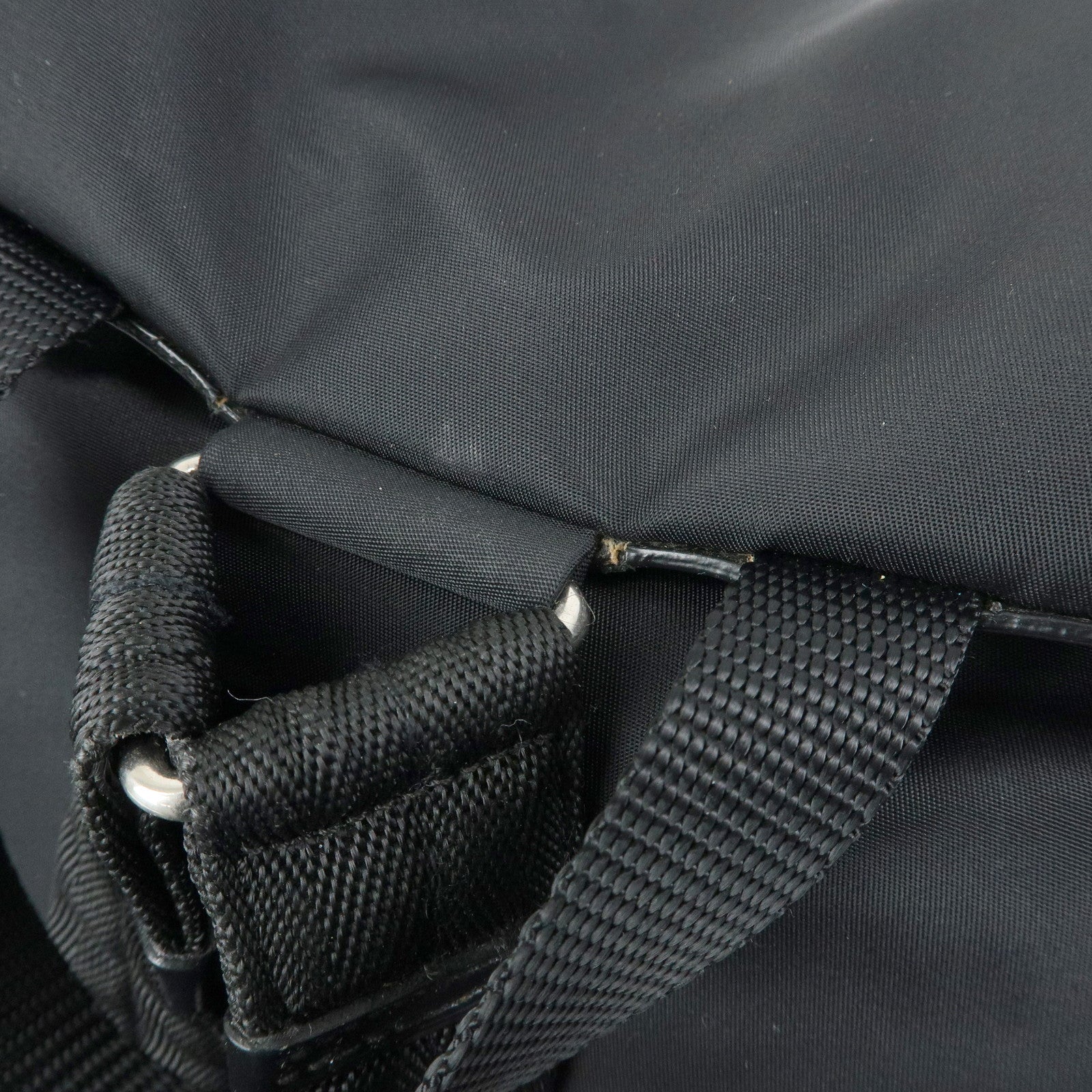 PRADA Triangle Logo Nylon Leather Backpack Rucksuck Black