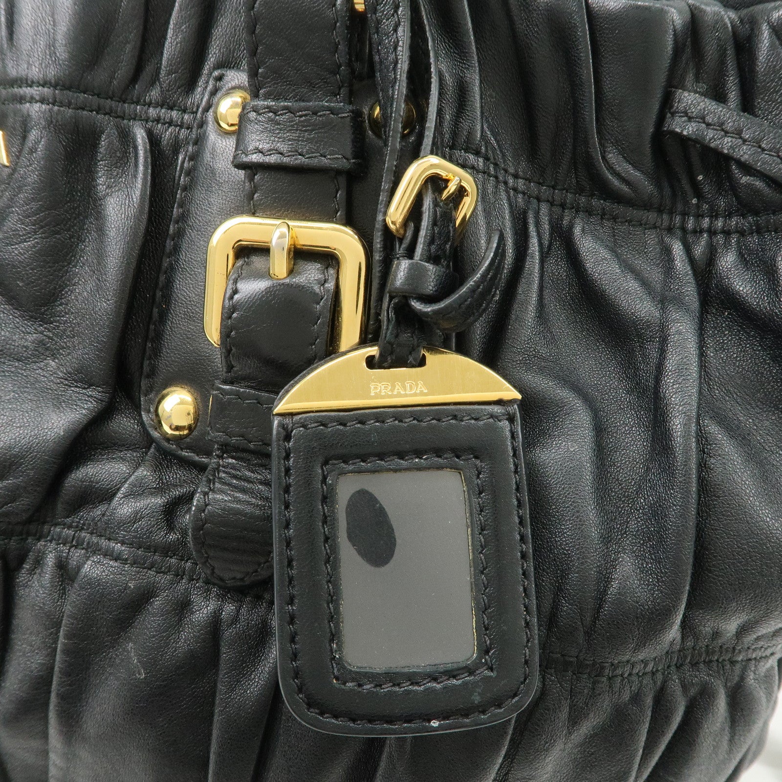 PRADA Leather 2WAY Bag Hand Bag Shoulder Bag Black BN1788