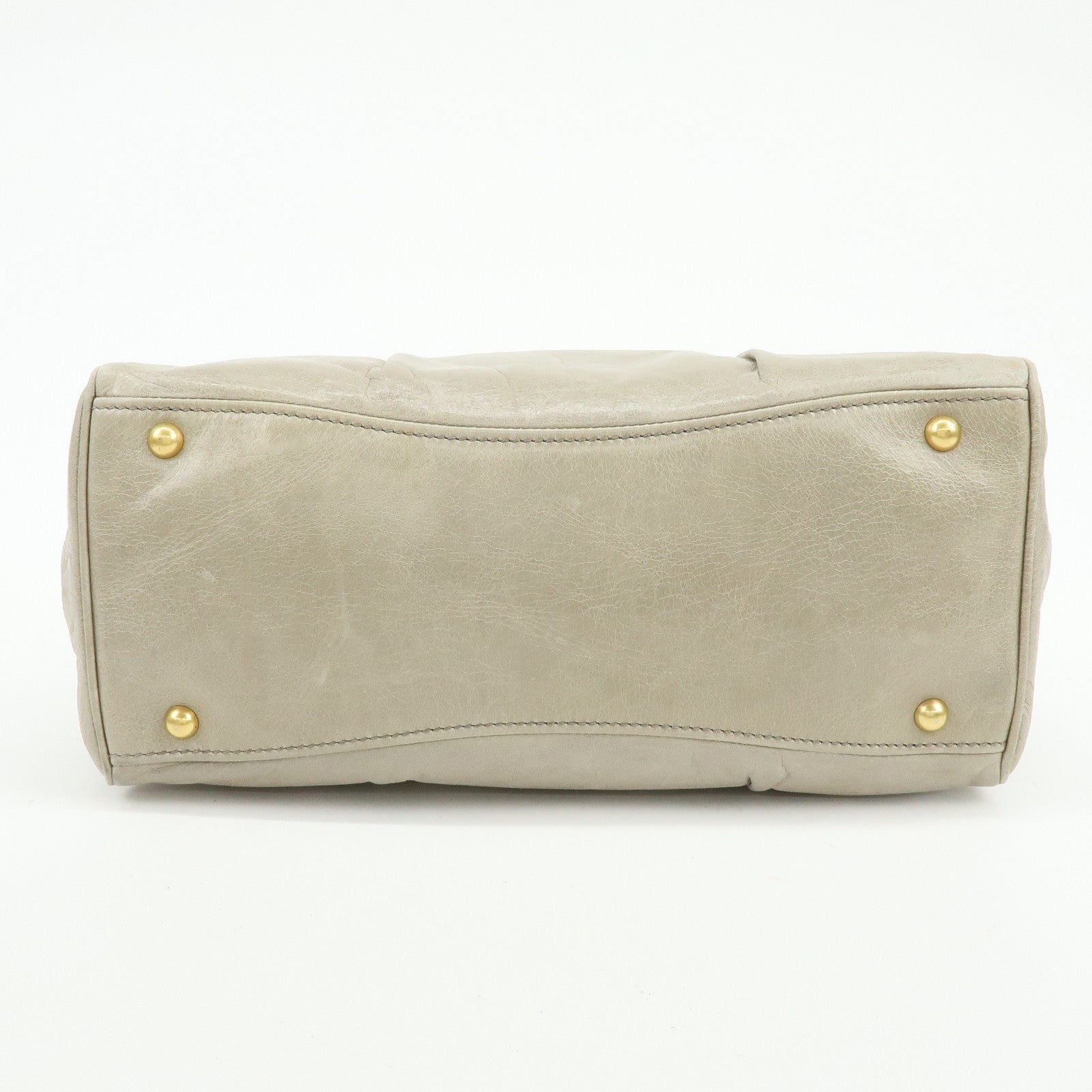 MIU MIU Leather Ribbon 2Way Bag Hand Bag Shoulder Bag Gray