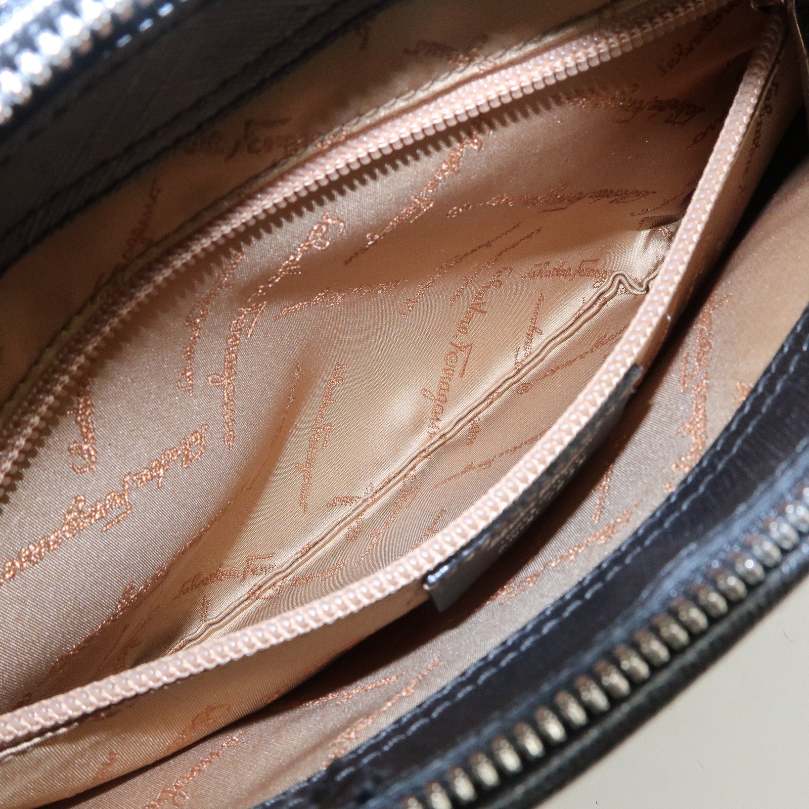 Ferragamo Gancini Leather Shoulder Bag Black