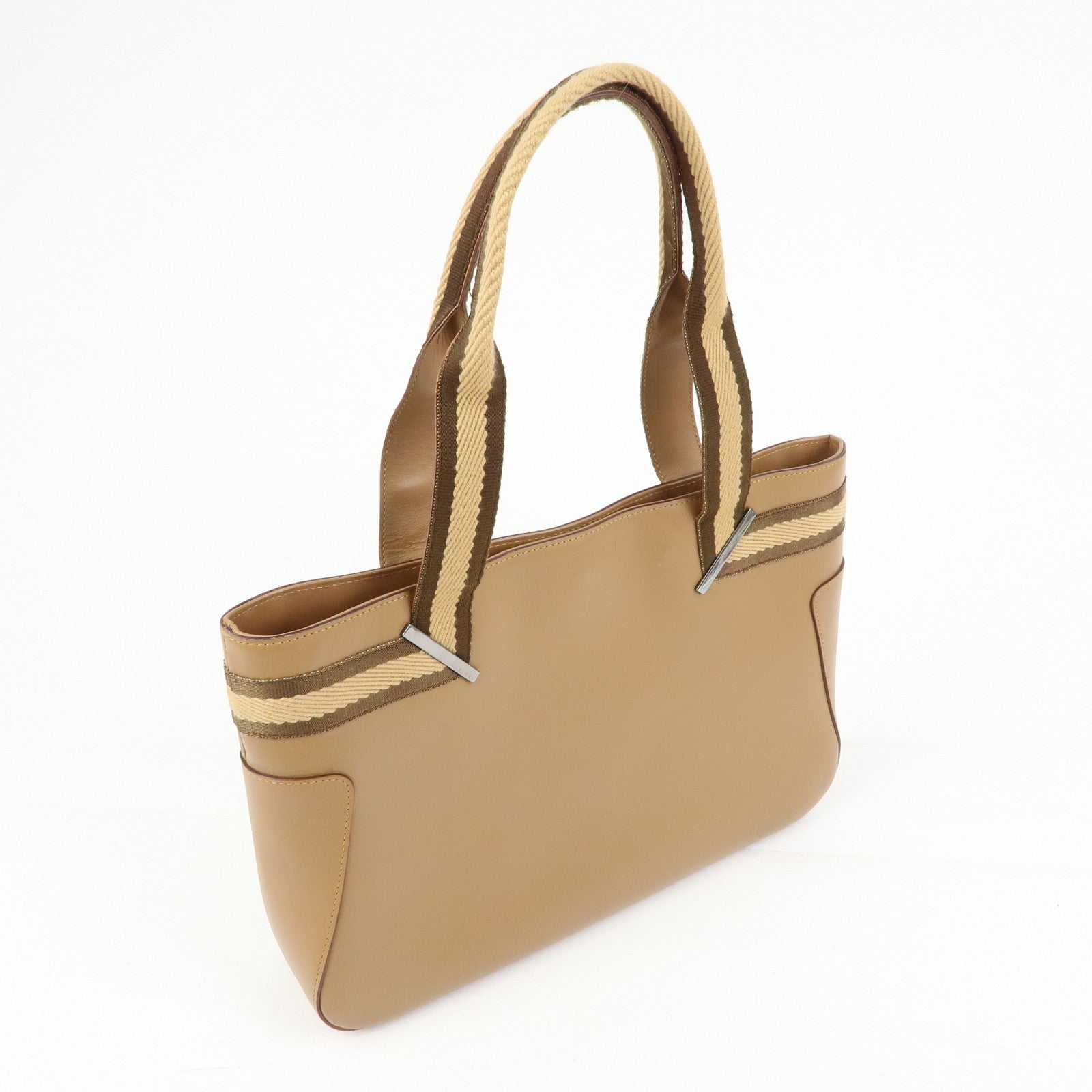 GUCCI Sherry Leather Tote Bag Shoulder Bag Beige 002.1135