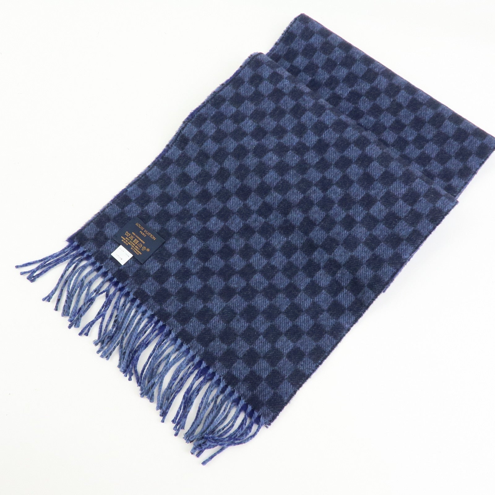 Louis Vuitton Echarpe Damier Tartan Cashmere 100% Scarf Blue M73449