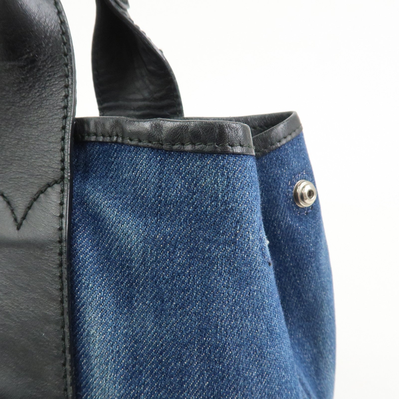 BALENCIAGA Navy Cabas Small Tote Bag Hand Bag Denim Black 339933