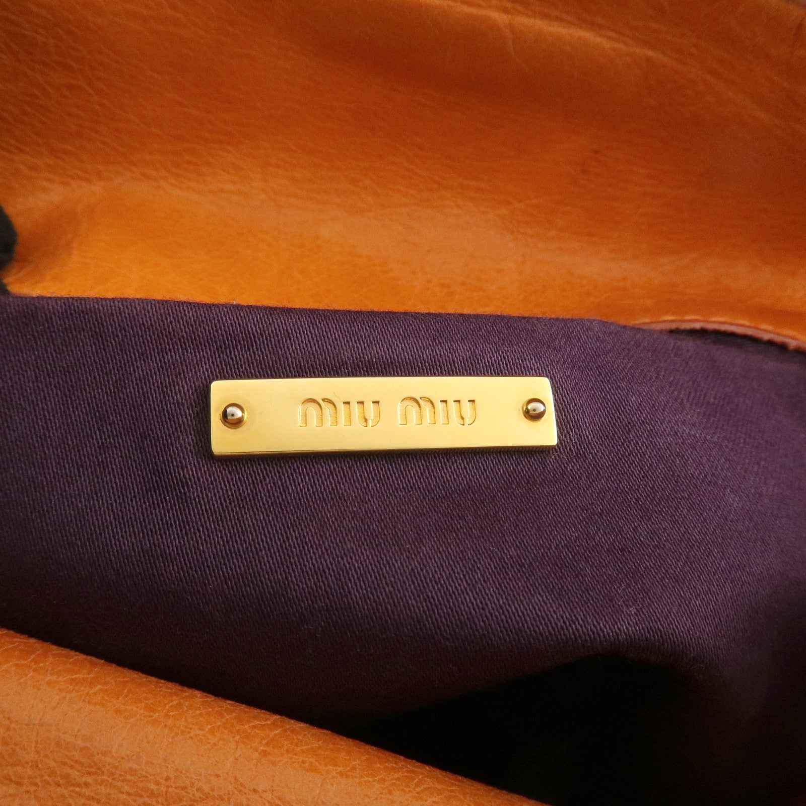 MIU MIU Leather 2Way Bag Hand Bag Shoulder Bag Orange RT0438