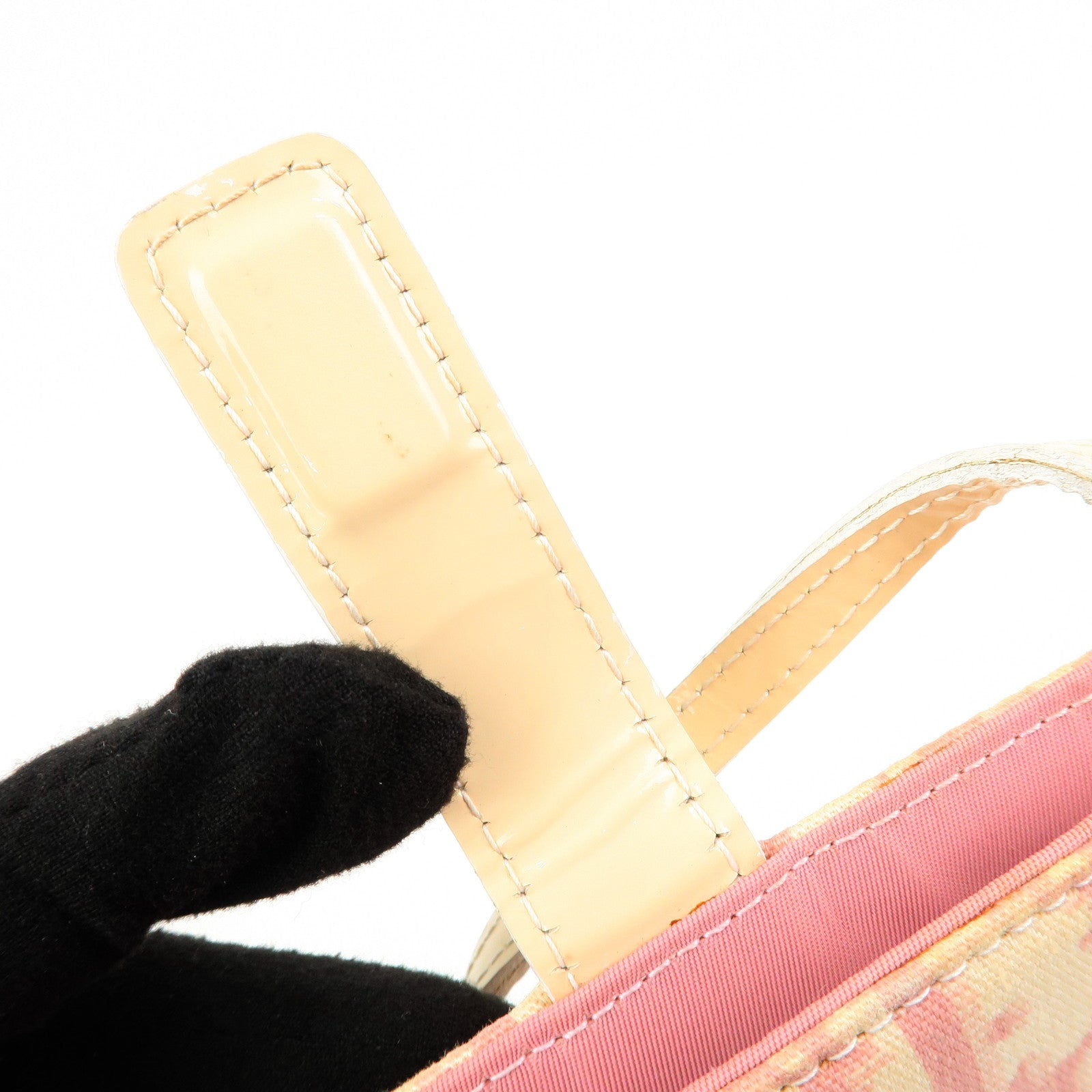 Christian Dior Trotter Girly Canvas PVC Shoulder Bag Pink Ivory