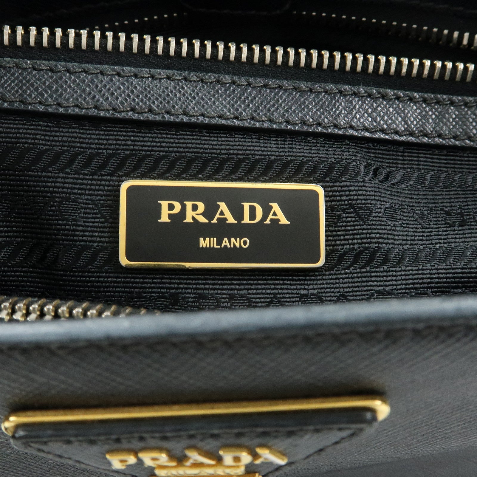 PRADA Triangle Logo Galleria Saffiano Leather 2Way Bag Black 1BA274