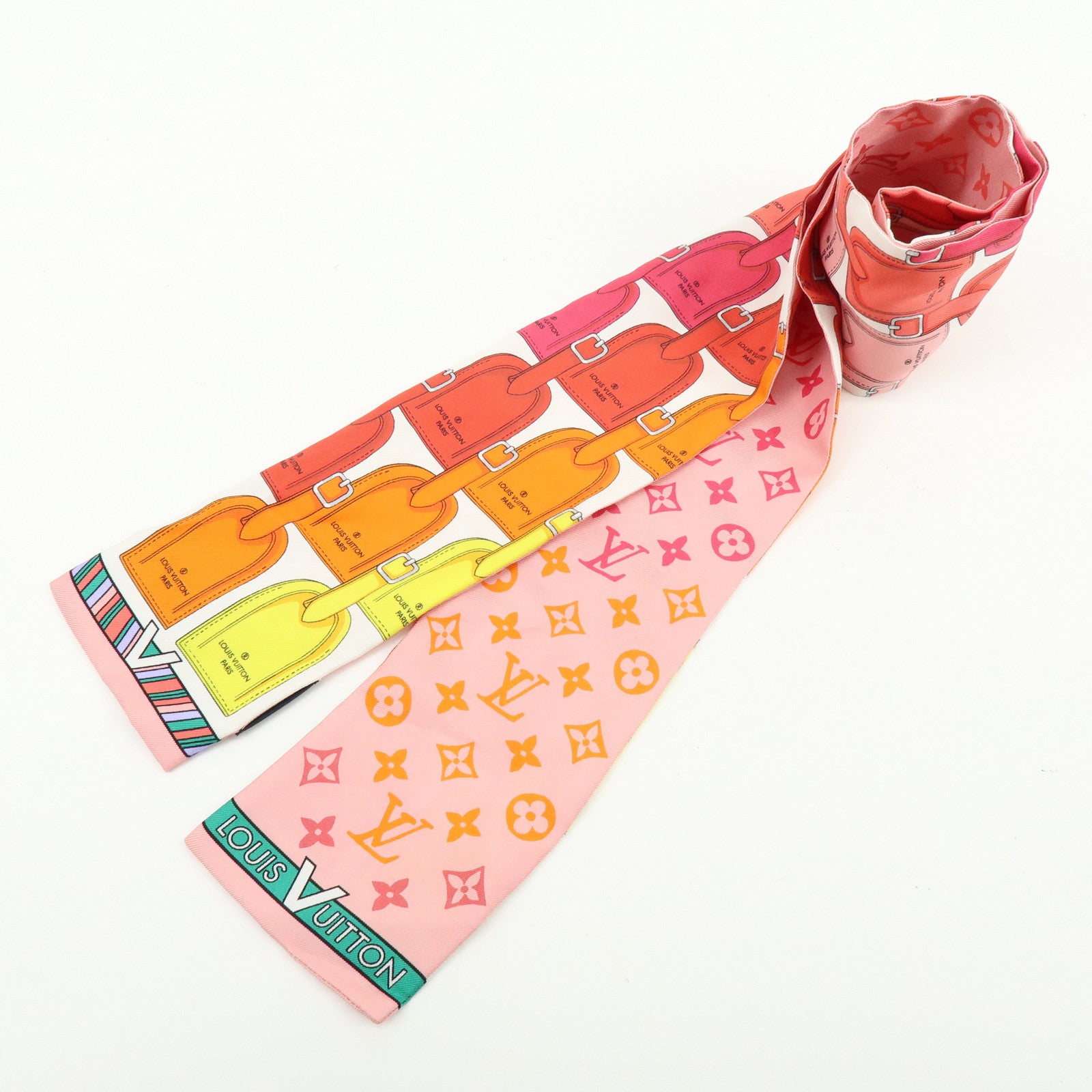 Louis Vuitton Monogram Silk 100% Bandeau My LV Tags Scarf M77677