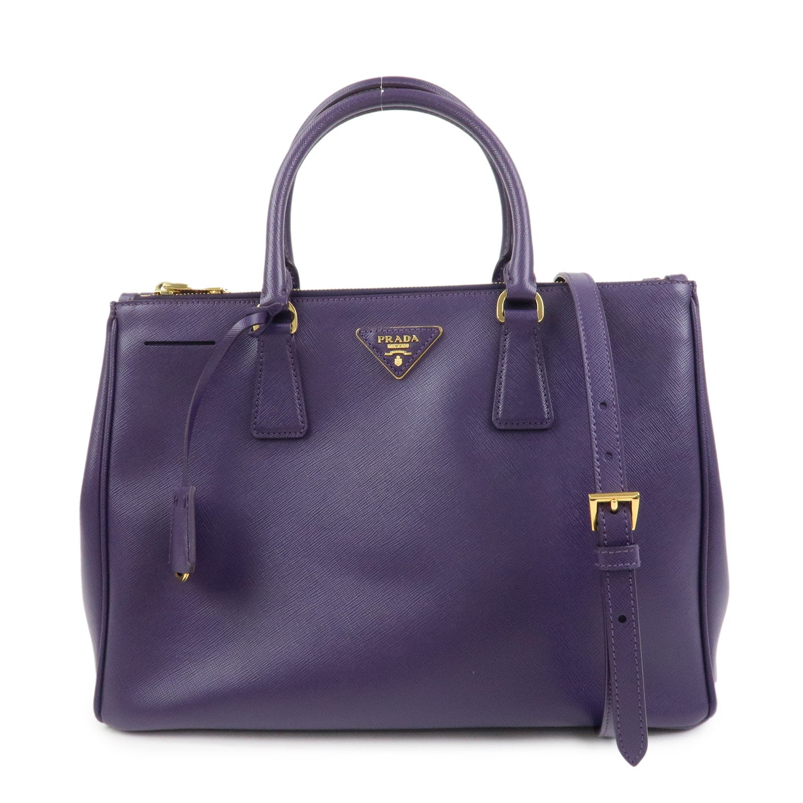 PRADA Saffiano Leather Galleria 2Way Bag Hand Bag Purple BN1786