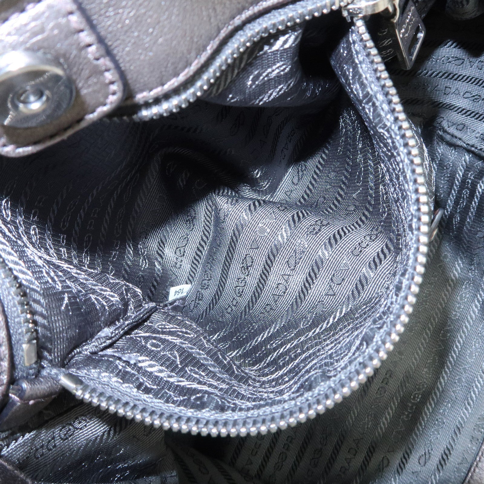 PRADA Logo Nylon Leather Tote Bag Shoulder Bag Gray BR4007