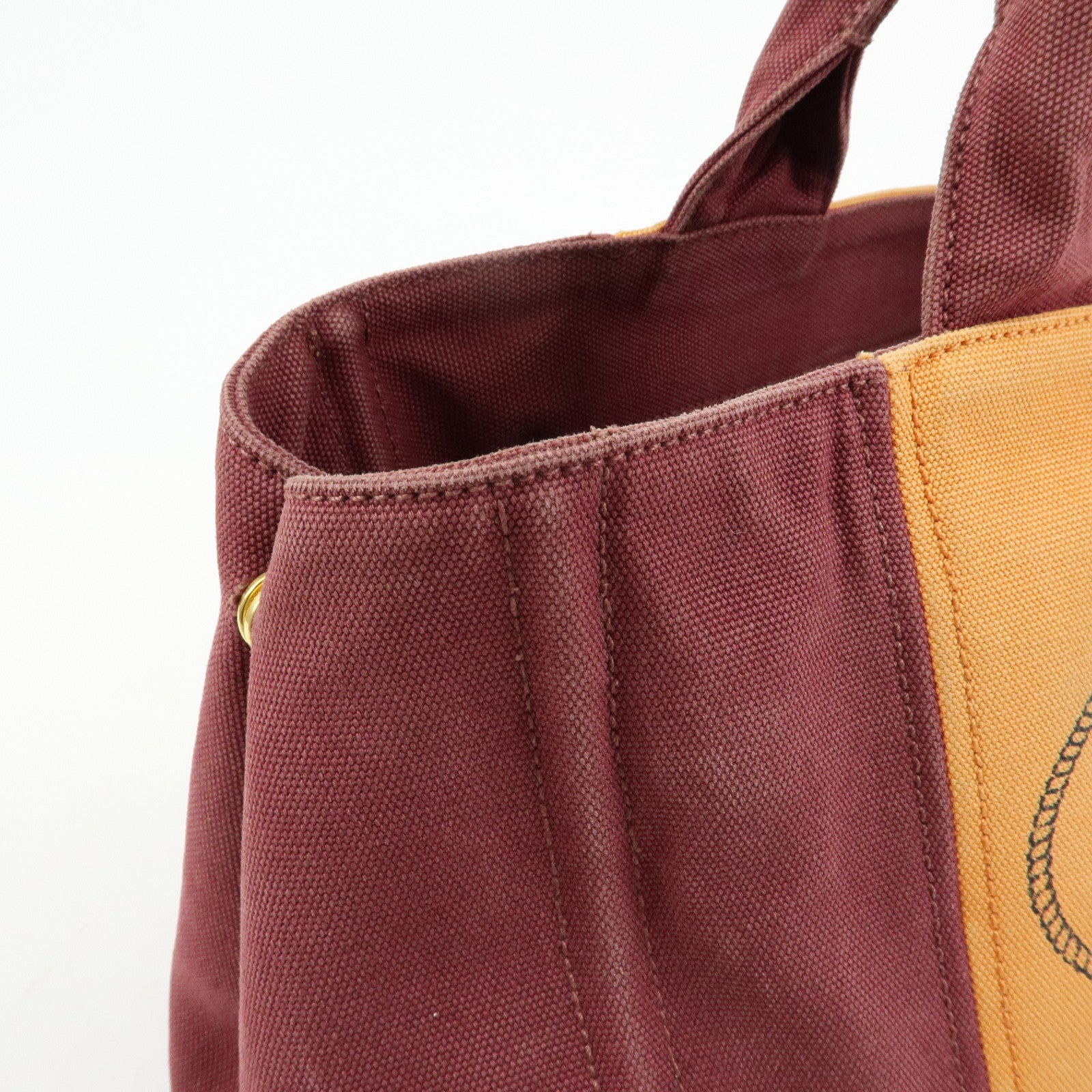 PRADA Logo Canapa Canvas 2Way Bag Tote Bag Orange Purple B1877G