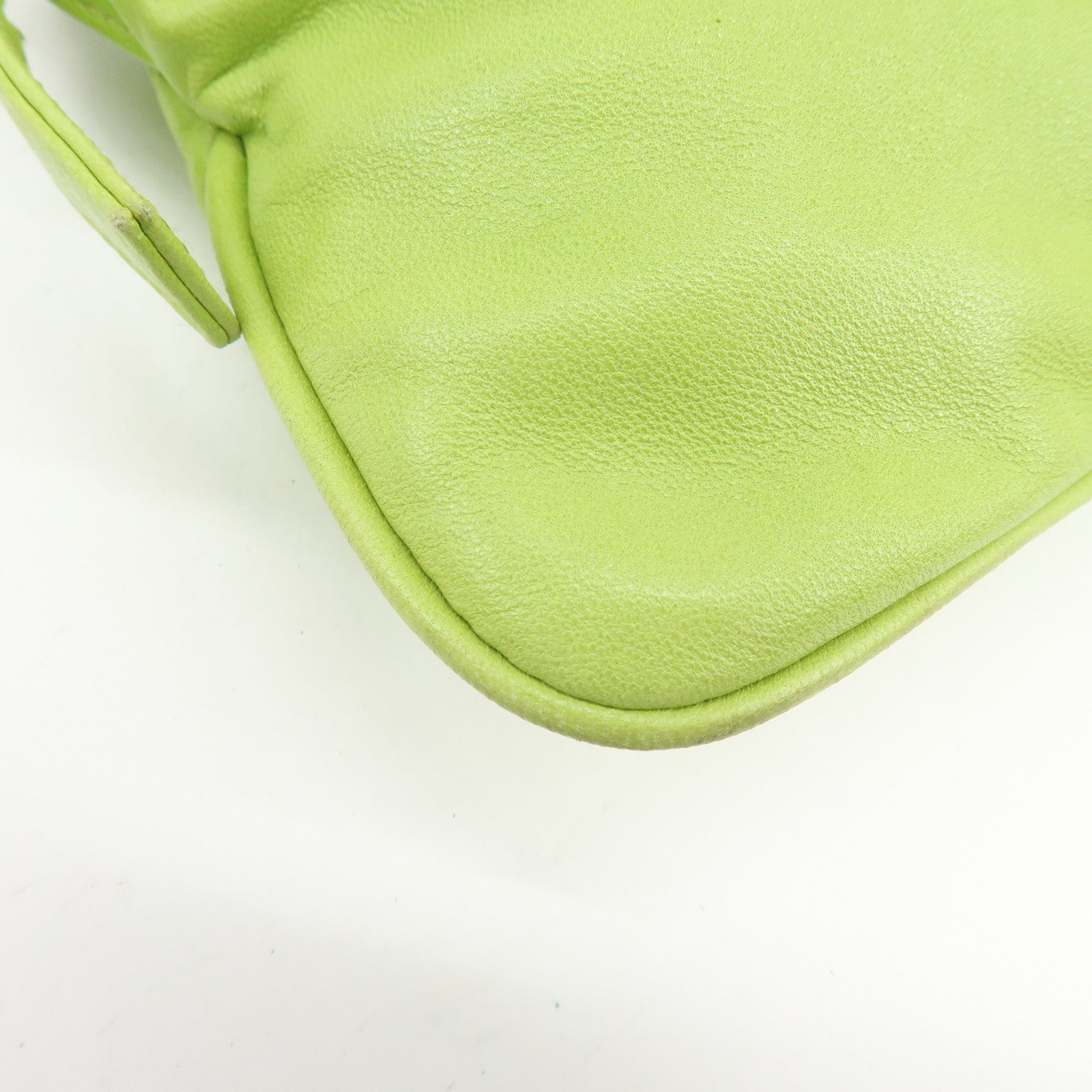 FENDI Leather Shoulder Bag Crossbody Bag Light Green 26685