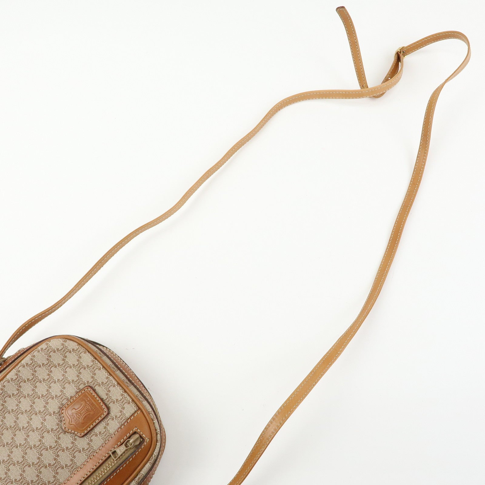 CELINE Macadam PVC Leather Mini Shoulder Crossbody Bag Beige