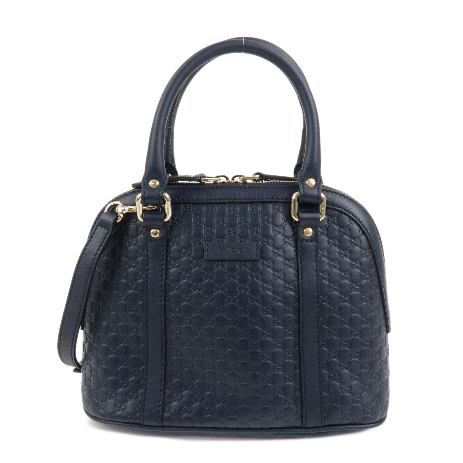 GUCCI Micro Guccissima Leather 2Way Hand Shoulder Bag Navy 449654