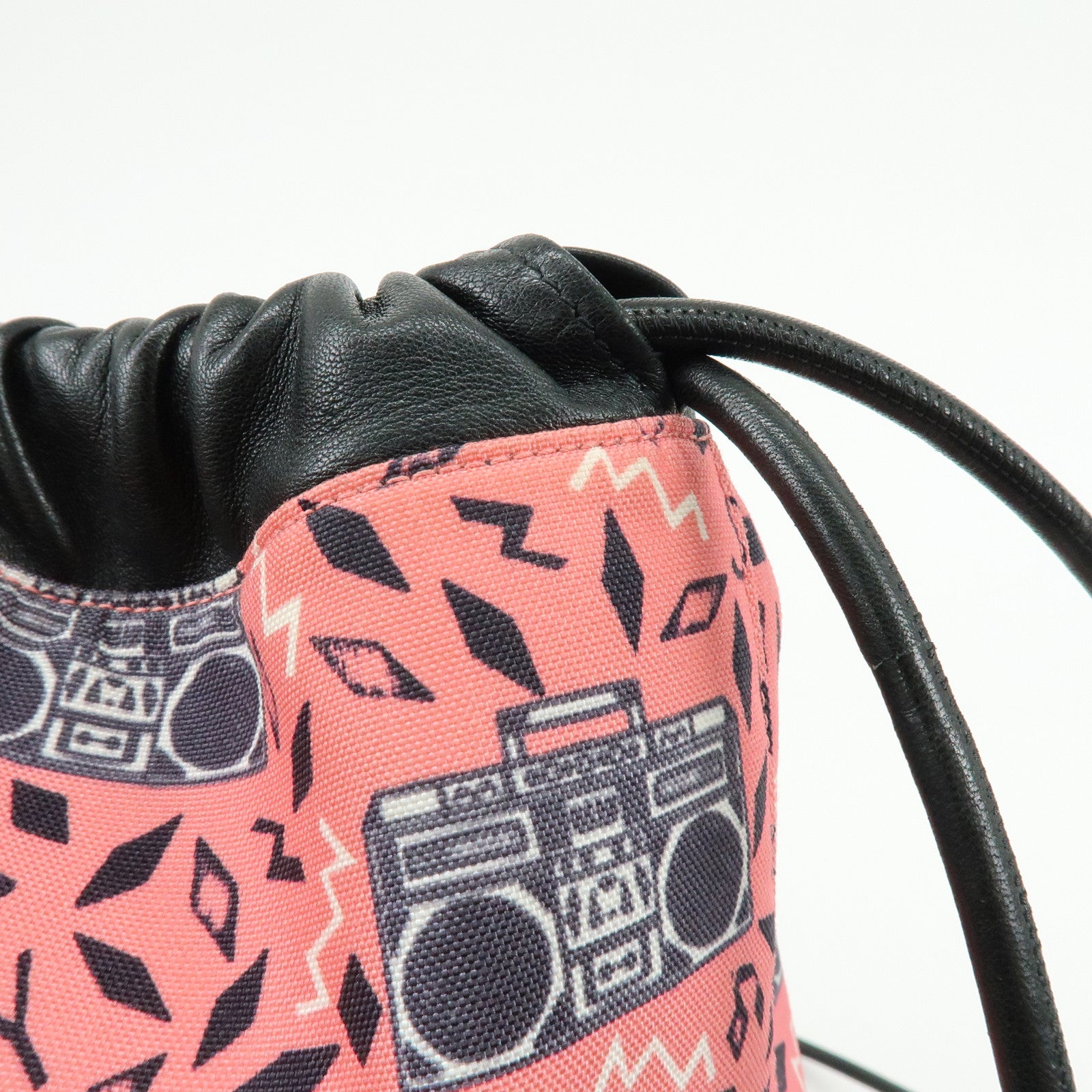 SAINT LAURENT PARIS Canvas Lamb Skin Teddy Bag Backpack Pink 553919