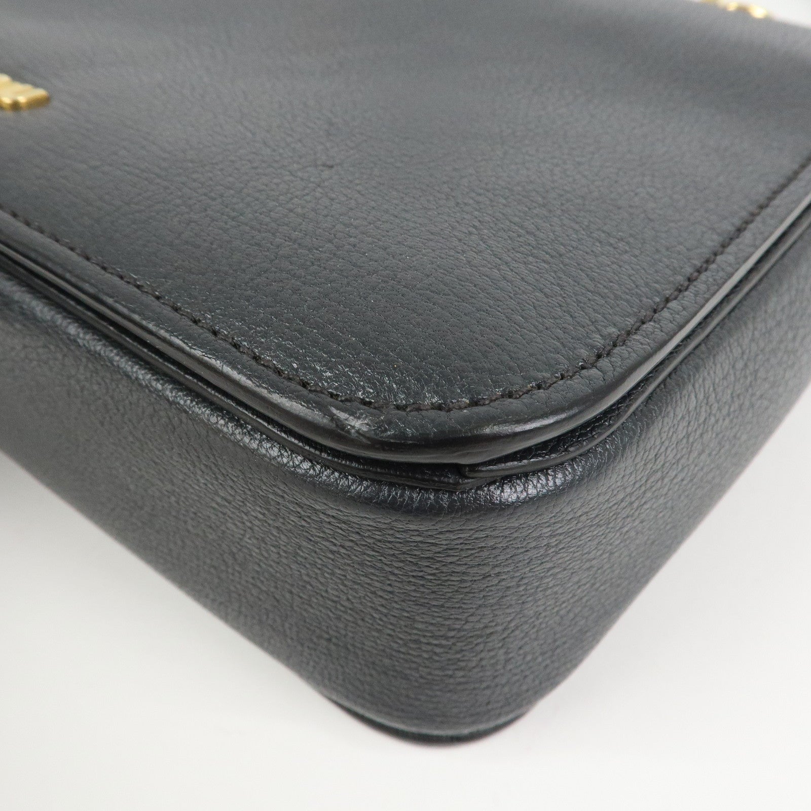 MIU MIU MADRAS Leather 2Way Bag Hand Bag Shoulder Bag Grey