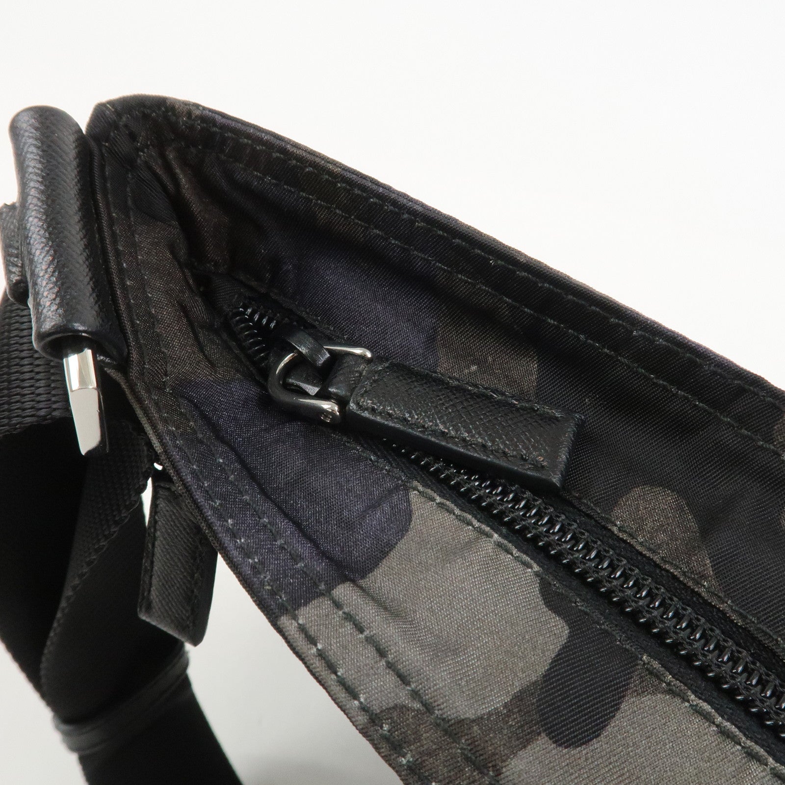 PRADA Triangle Logo Nylon Camoflage Shoulder Bag Black BT0978