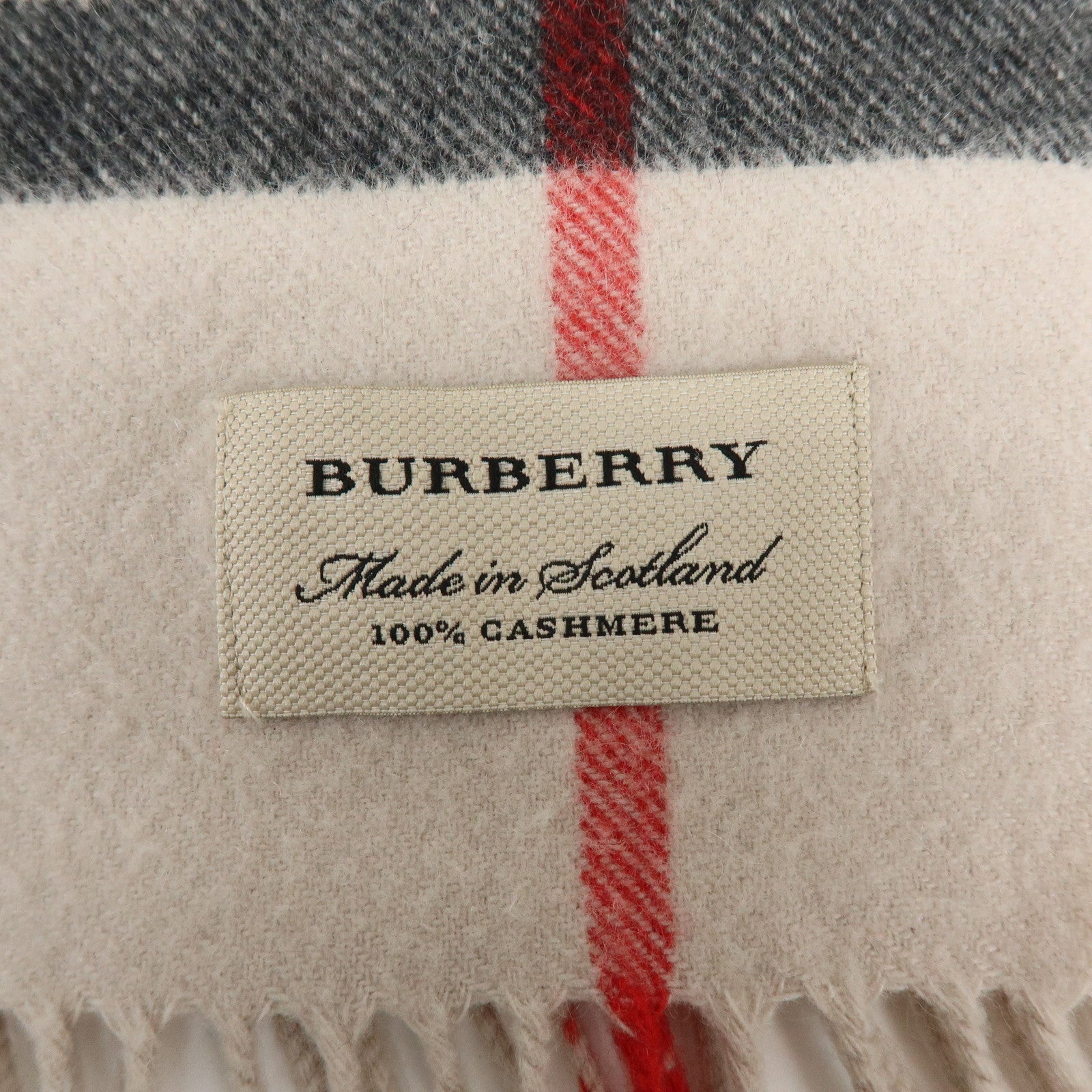 BURBERRY Plaid Cashmere 100% Scarf Nova Plaid Beige Black Red