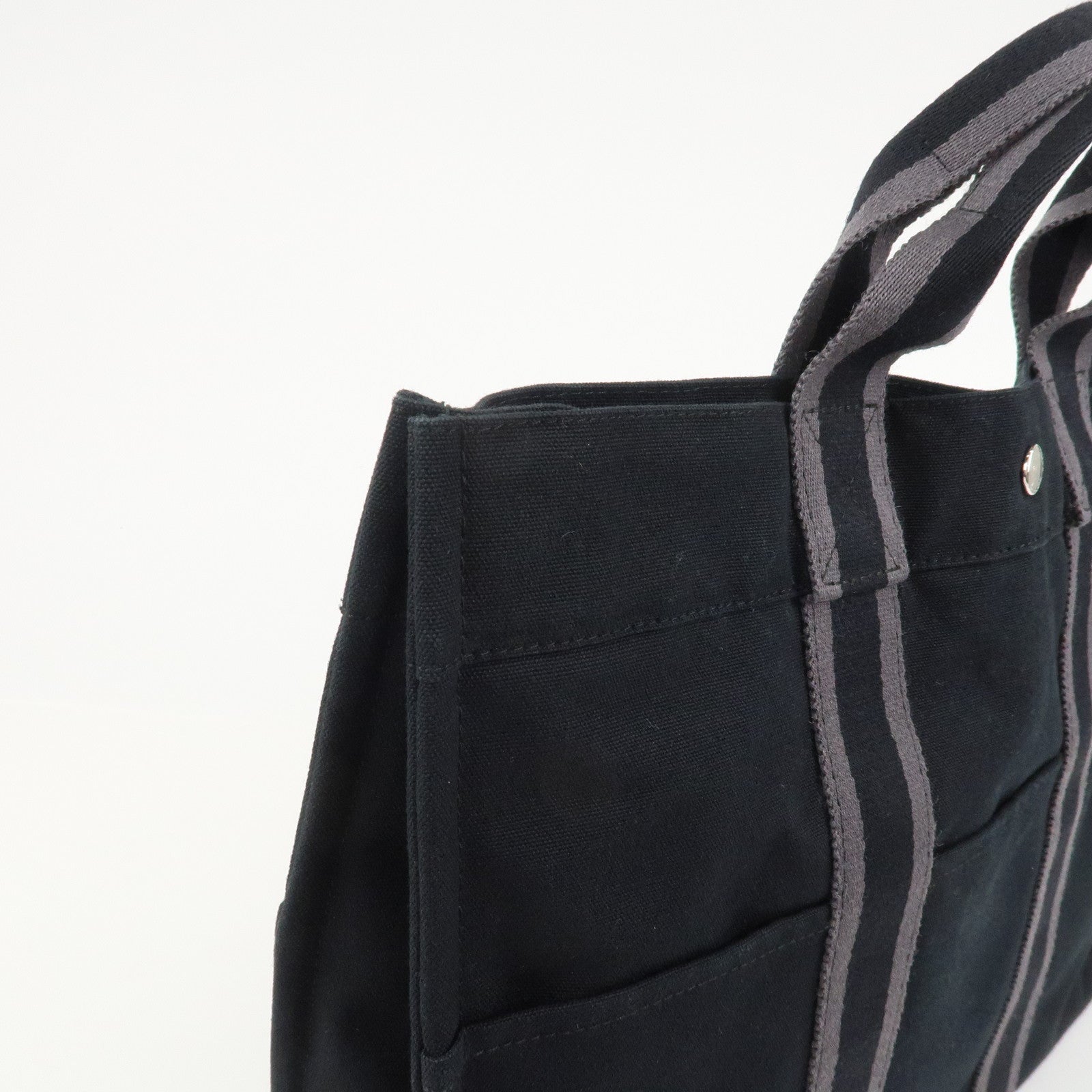 HERMES Fourre Tout MM Canvas Tote Bag Hand Bag Black