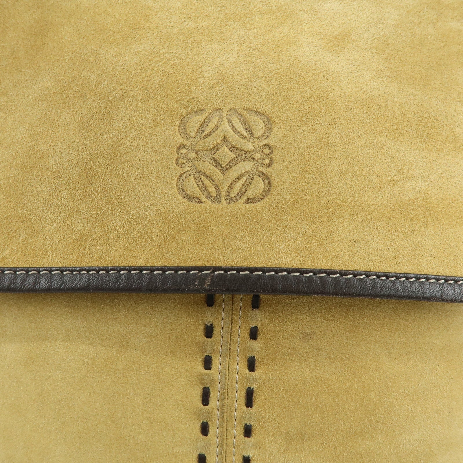 LOEWE Anagram Suede Leather Shoulder Bag Crossbody Bag Beige