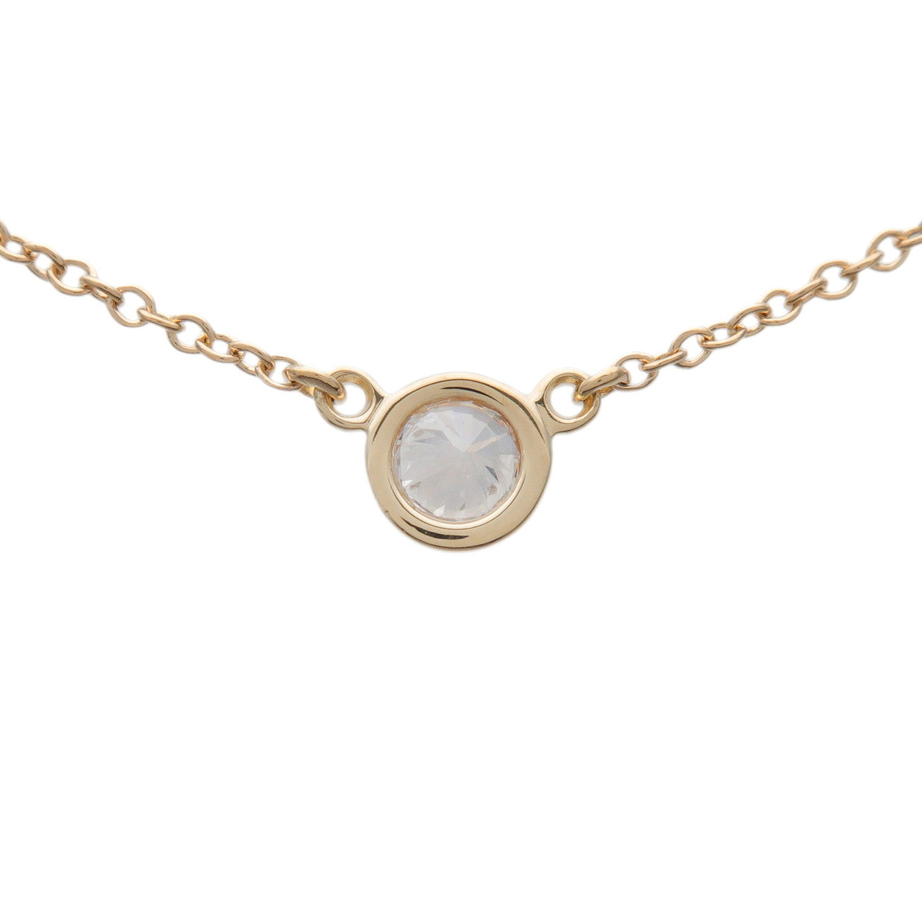 Tiffany & Co By The Yard 1P Diamond Necklace K18 750YG Yellow Gold
