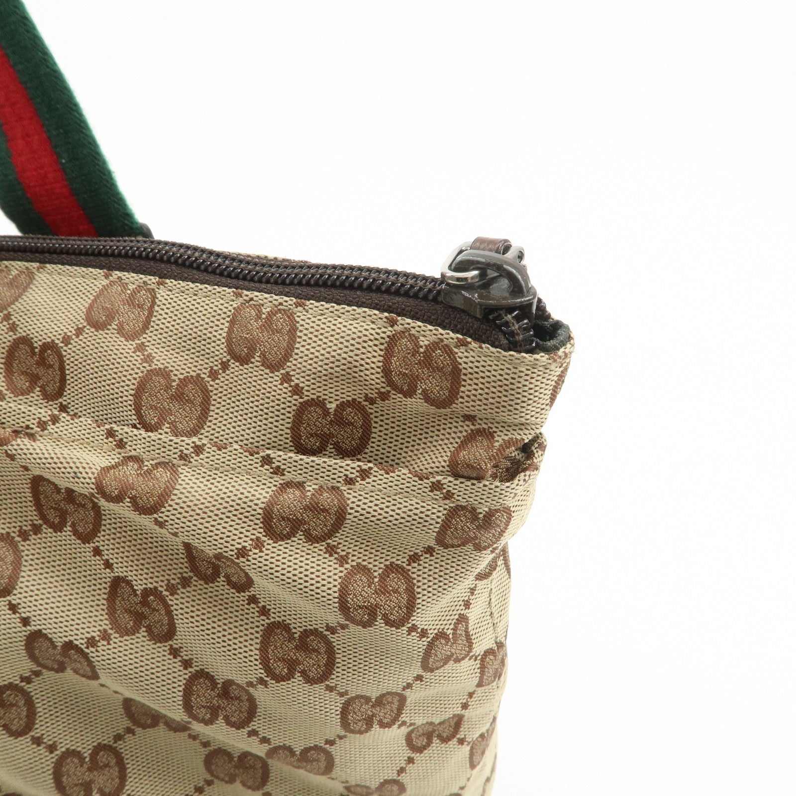 GUCCI Sherry GG Canvas Leather Tote Bag Shoulder Bag Brown 131231