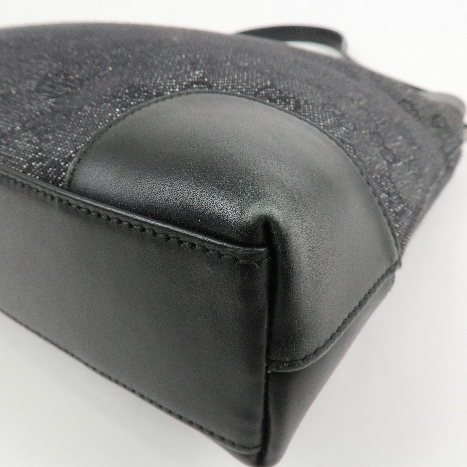 GUCCI Logo GG Canvas Leather Shoulder Bag Hand Bag Black 143745