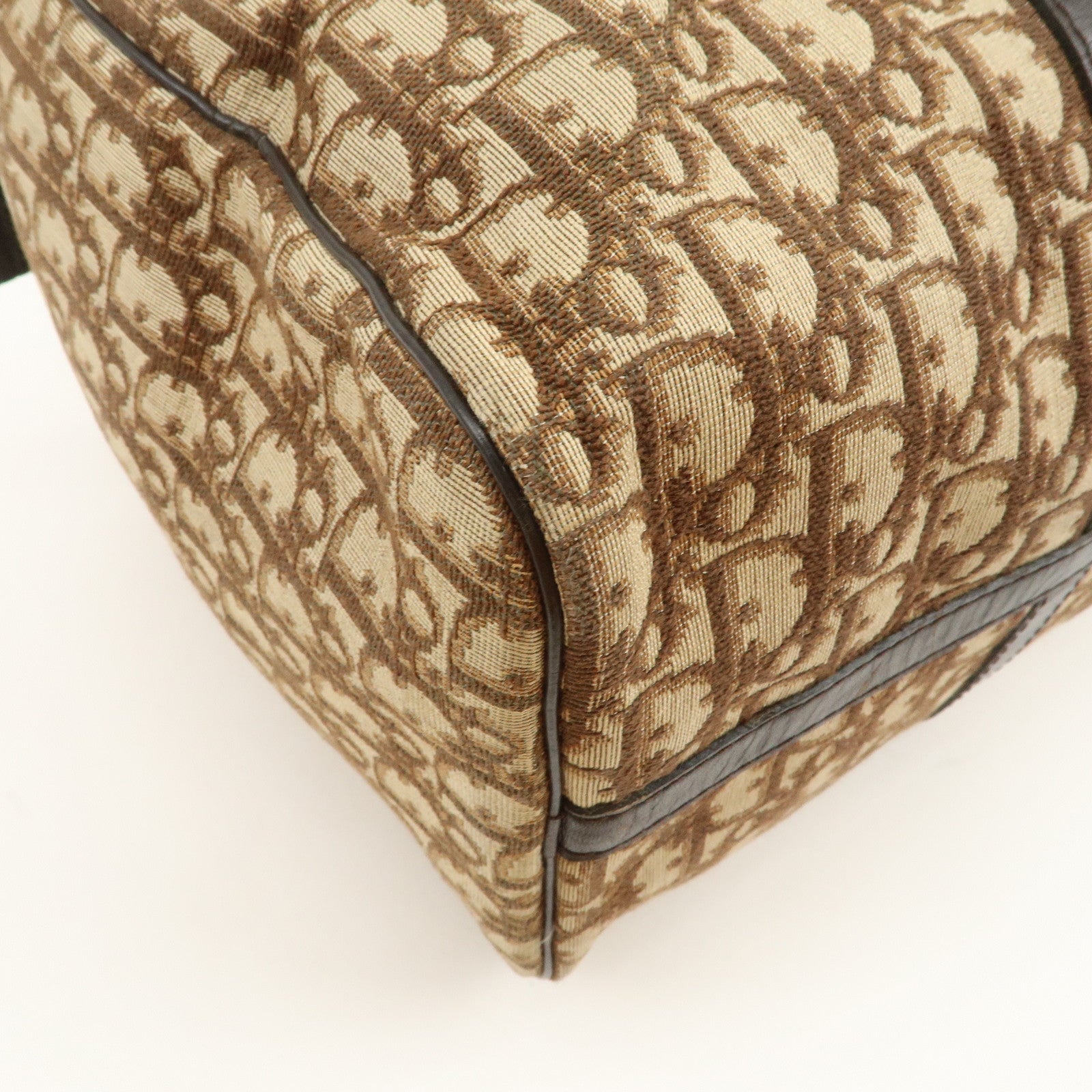 Christian Dior Trotter Jacquard Canvas Boston Bag Hand Bag Brown