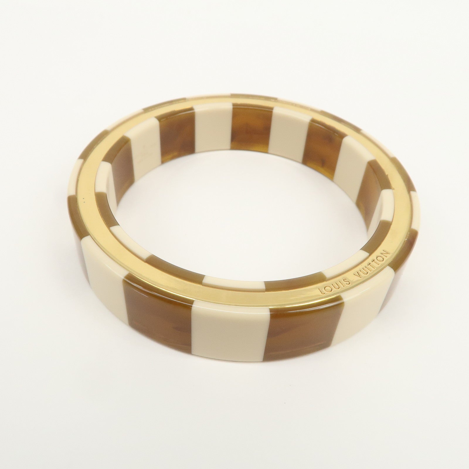 Louis Vuitton Plastic Bracelet Bangle Ivory Gold MP1418