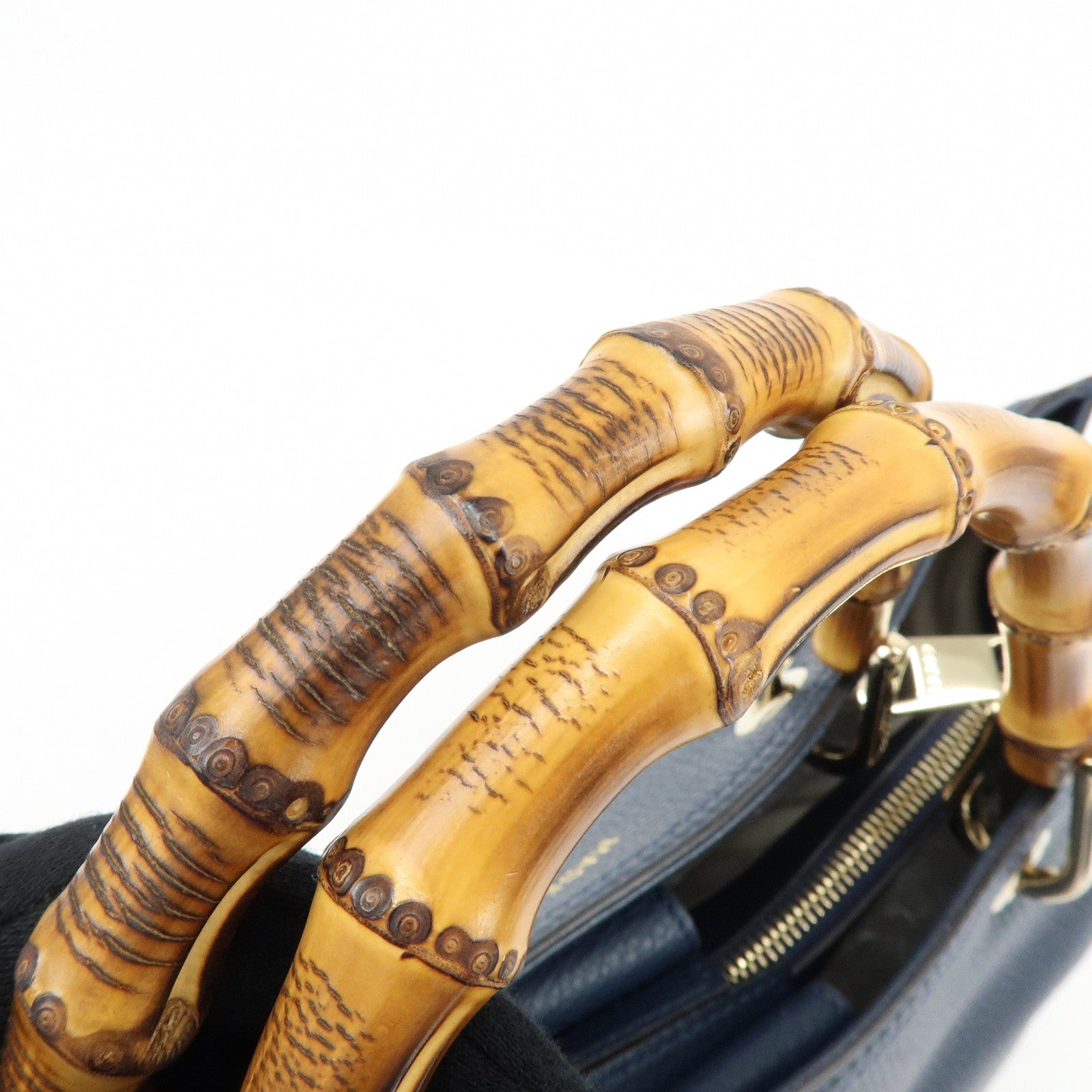 GUCCI Bamboo Shopper Medium 2Way Bag Shoulder Bag Navy 323660