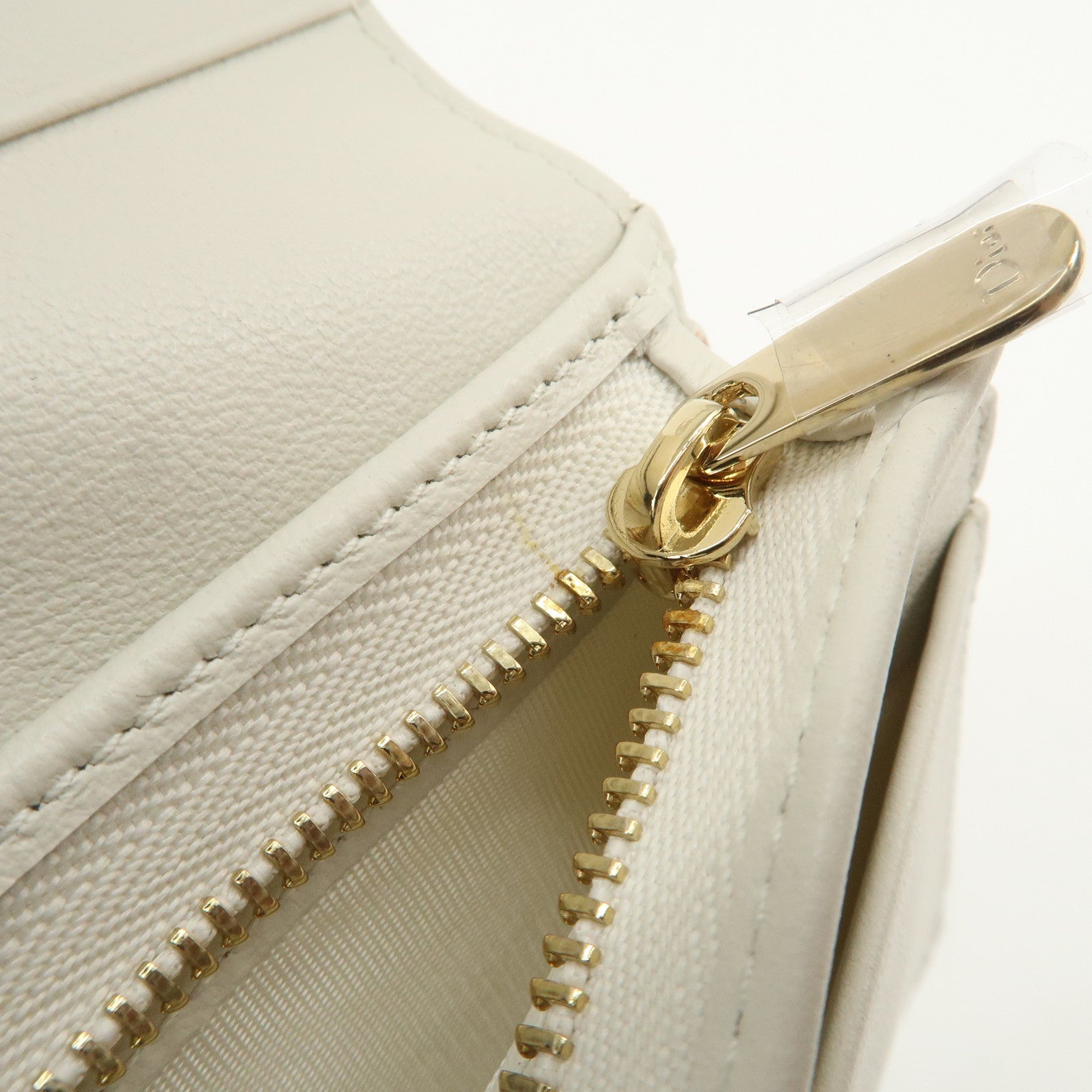 Christian Dior Logo Leather Bi-fold Comact Wallet Ivory Multicolor