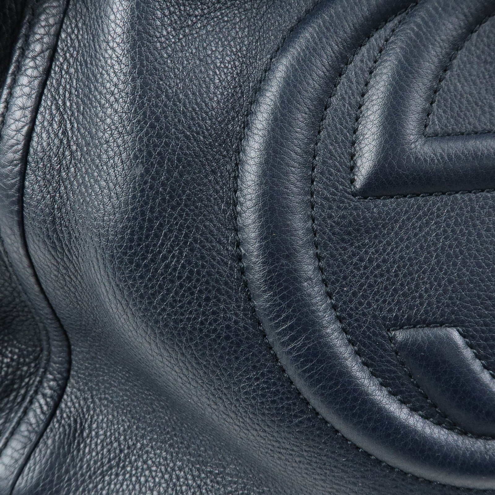 GUCCI SOHO Interlocking G Leather Tote Bag Shoulder Bag Navy 282309