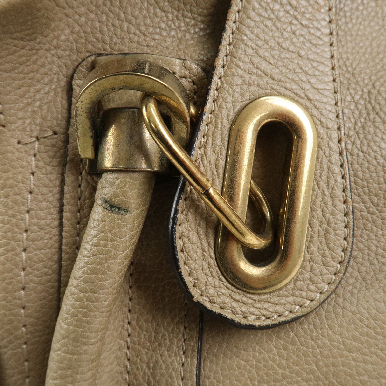 Chloe Parati Leather 2WAY Bag Shoulder Bag Beige