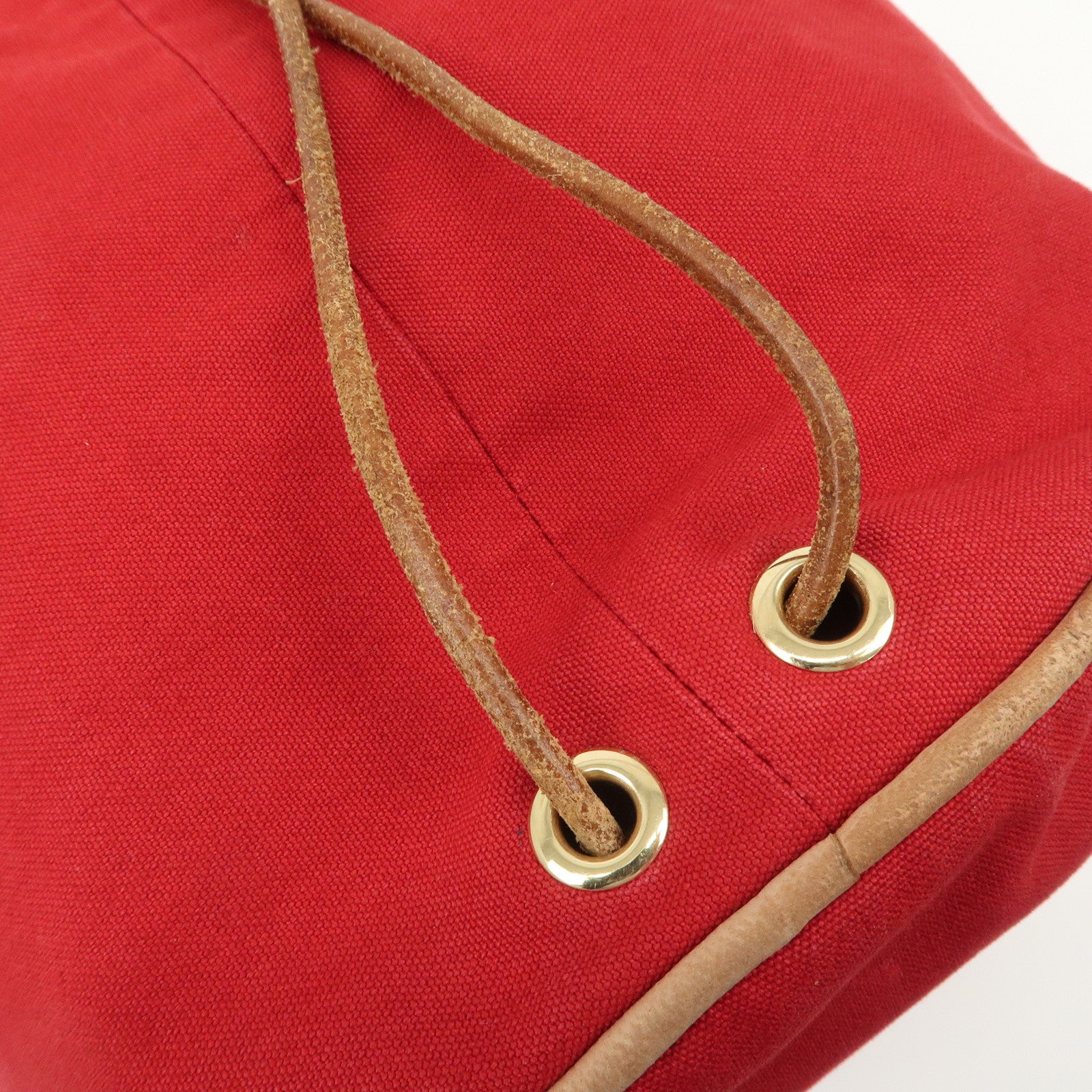 HERMES Porochon Mimil Canvas Leather PM Shoulder Bag Red