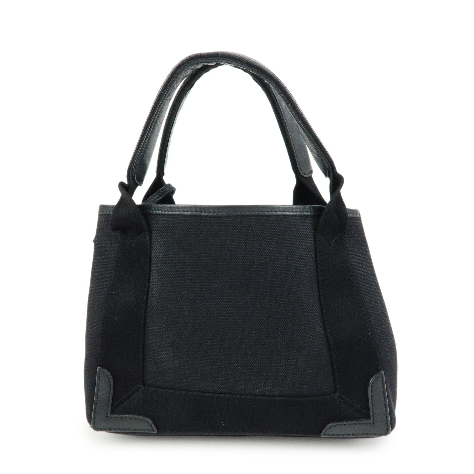 BALENCIAGA Navy Cabas XS Canvas Leather 2Way Bag Black 390346