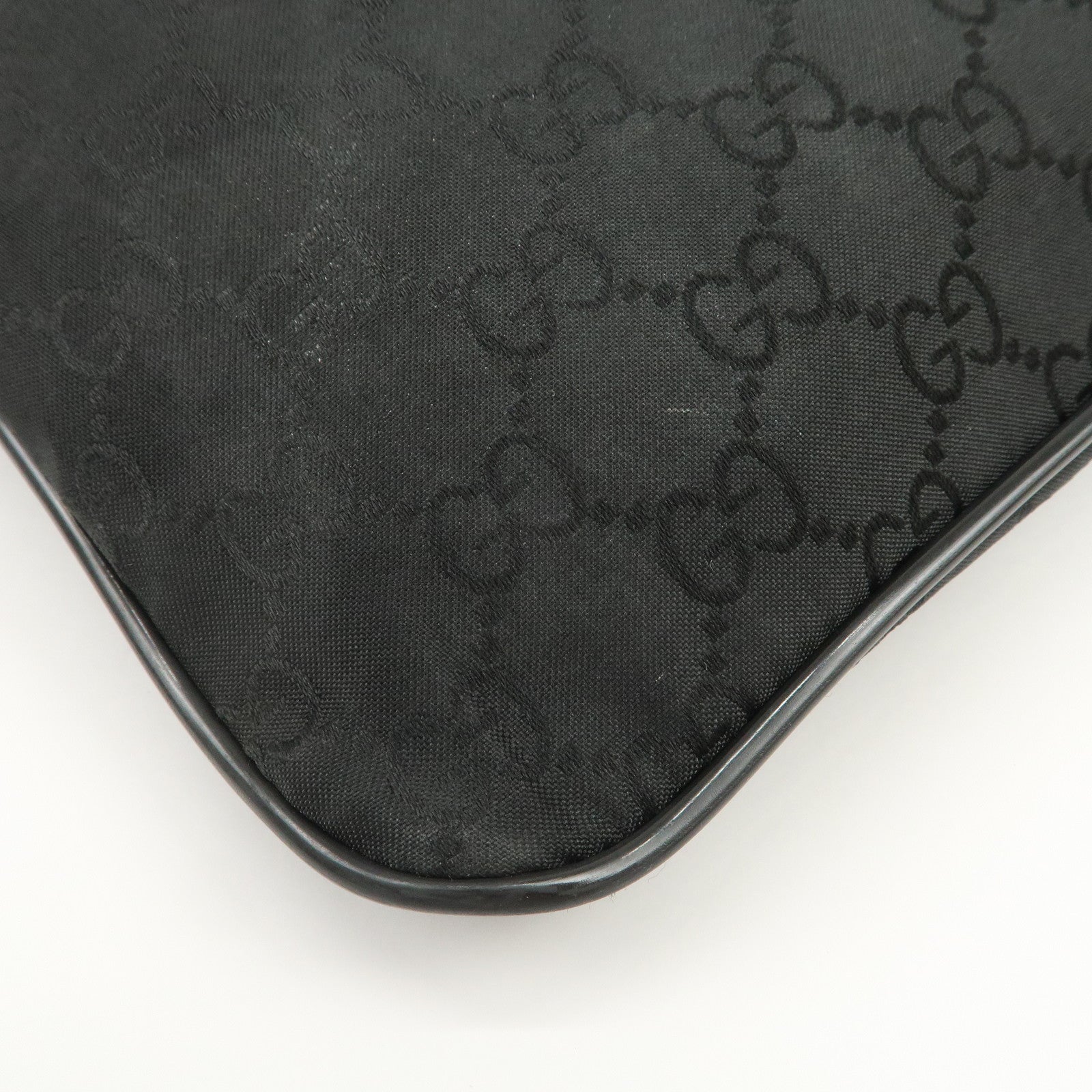 GUCCI Sherry GG Nylon Leather Shoulder Bag Black 509639