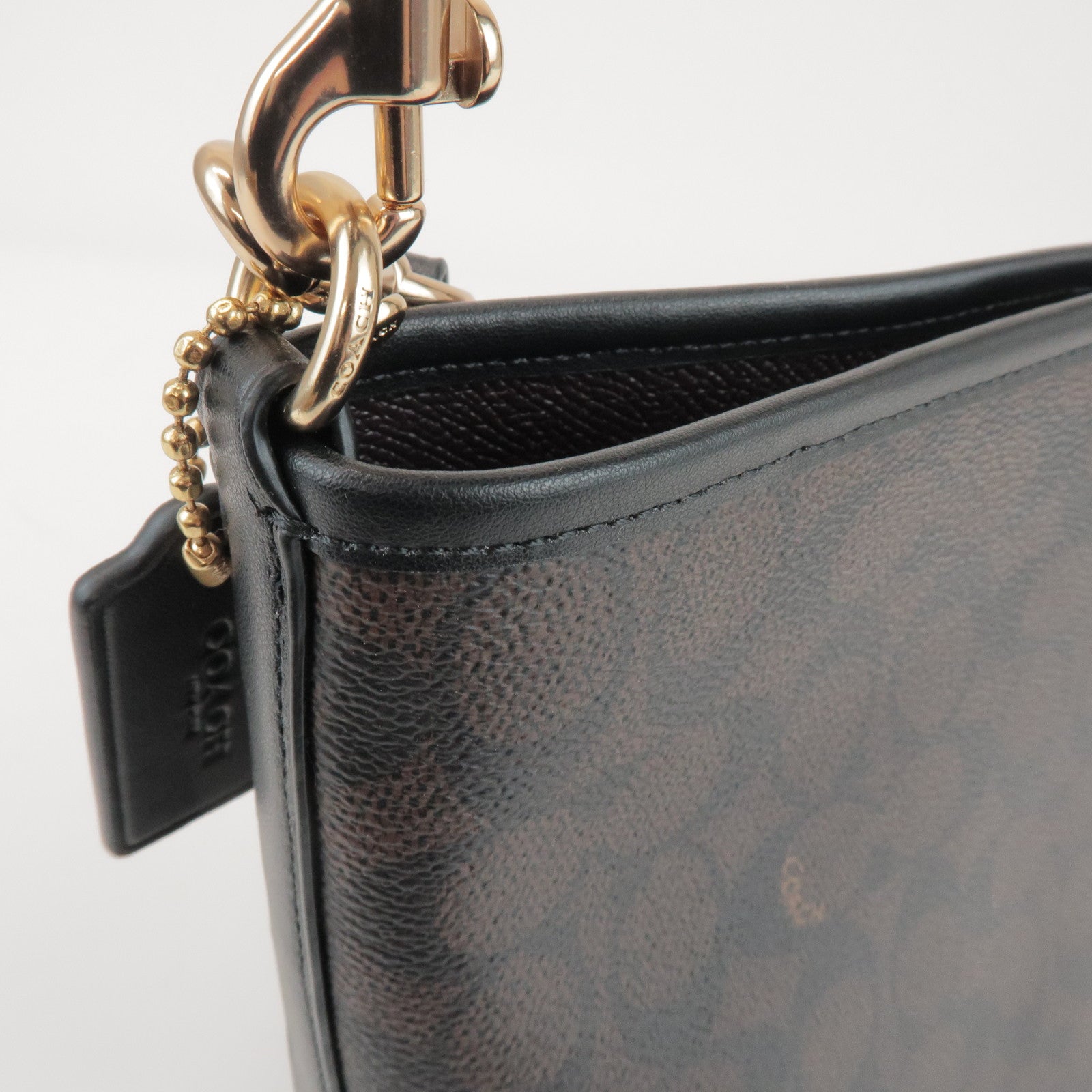 COACH Signature City PVC Leather 2Way Shoulder Bucket Bag Brown