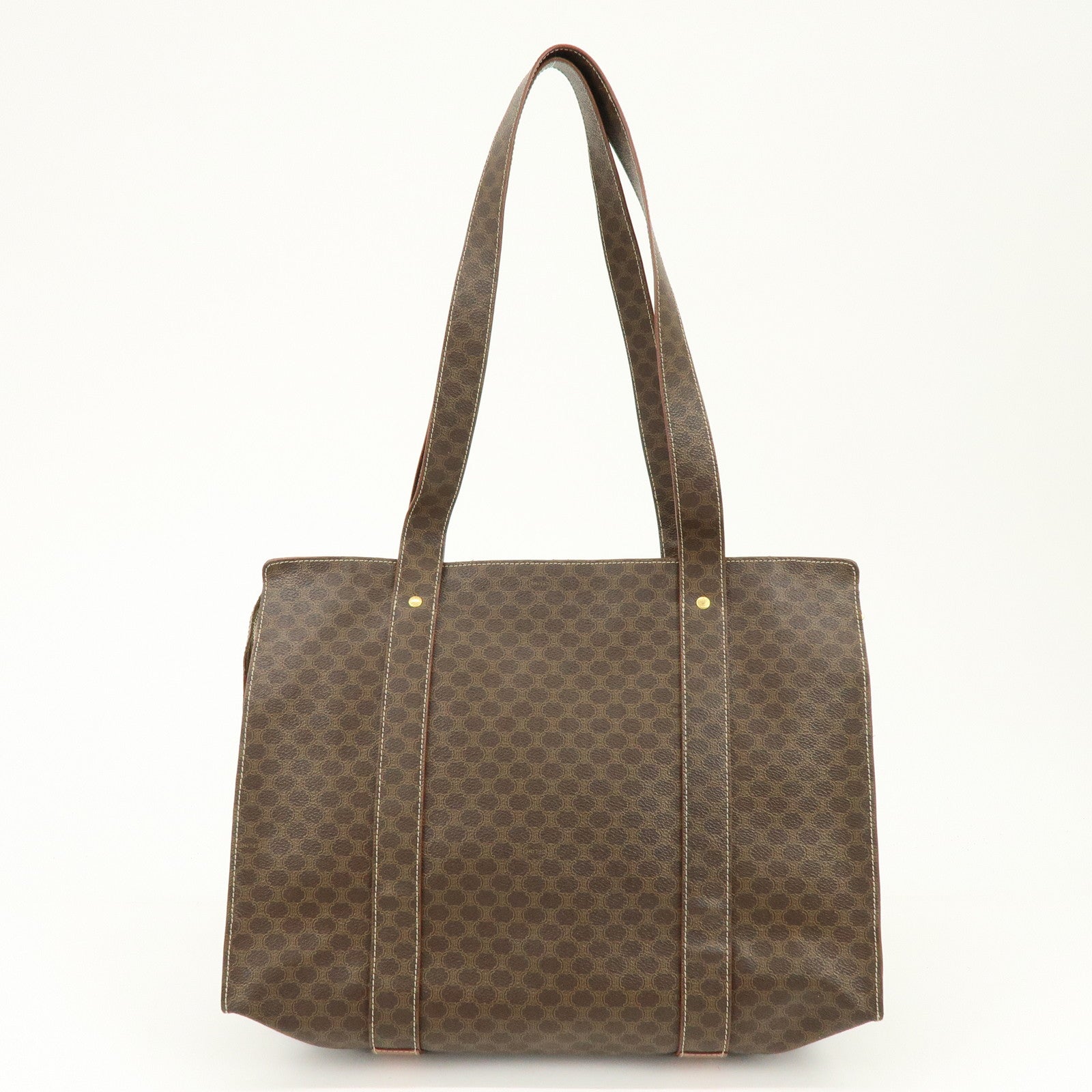 CELINE  Macadam PVC Leather Tote Bag Shoulder Bag Brown