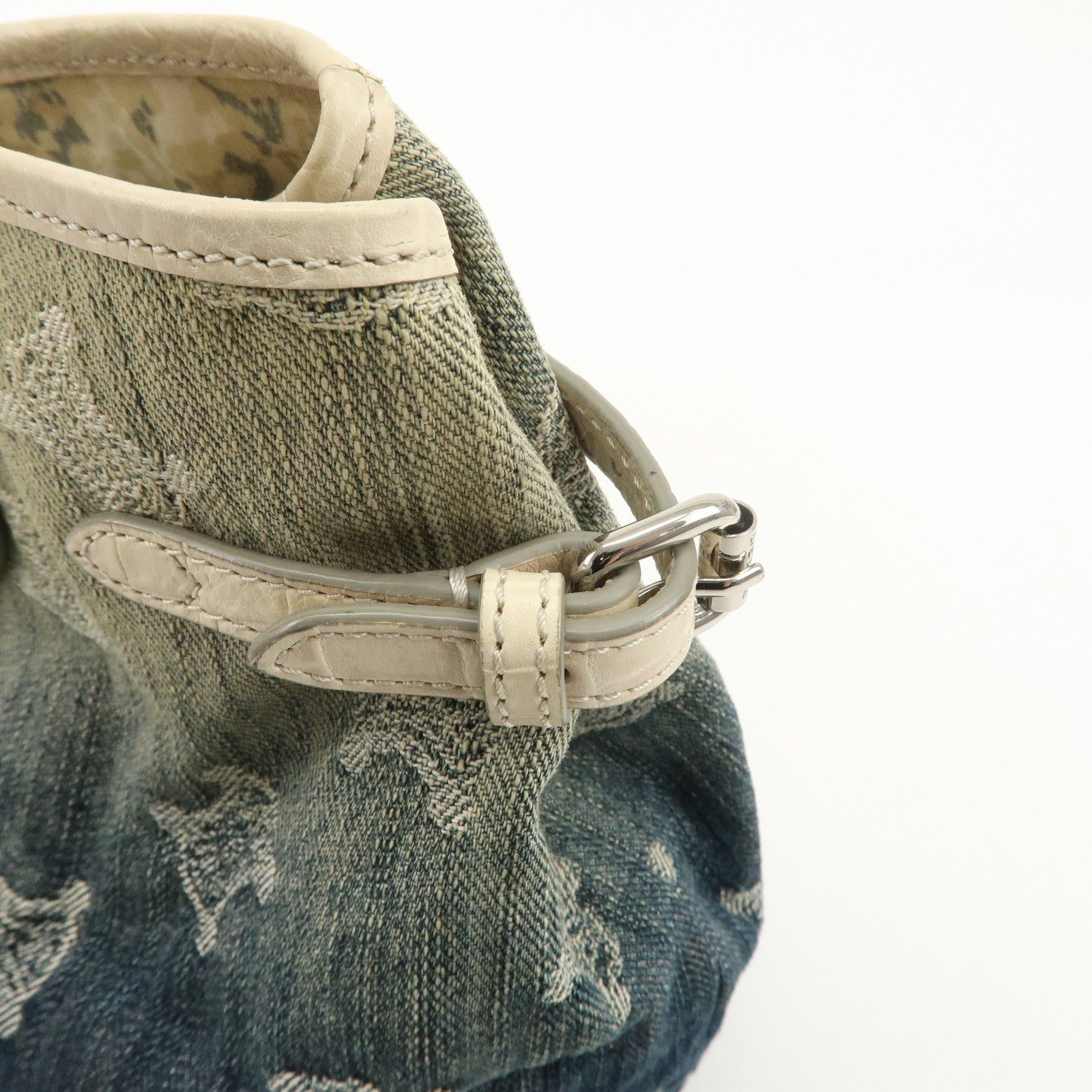 CELINE Macadam Denim Leather Tote Bag Indigo Blue Ivory