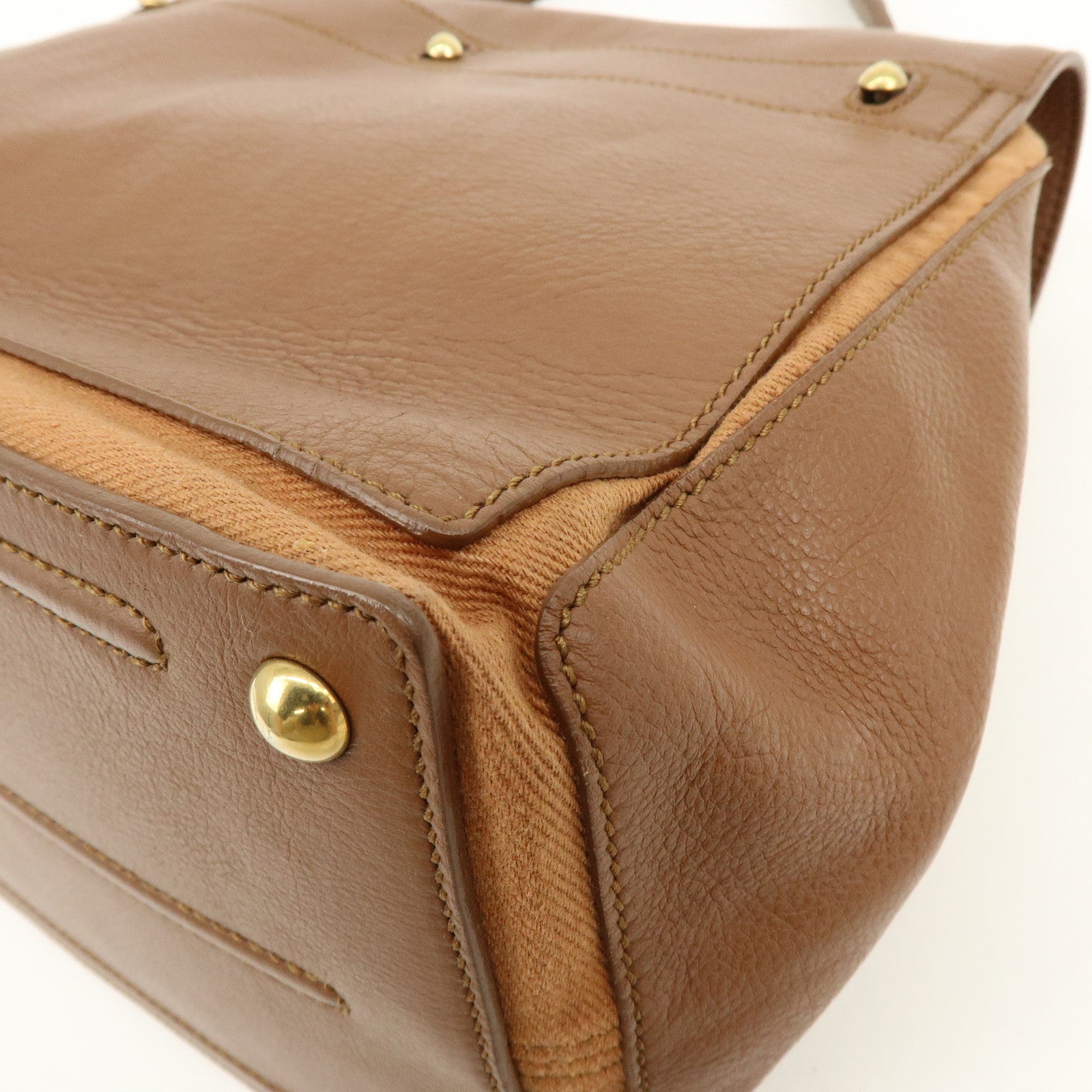 SAINT LAURENT PARIS Muse Two Leather Canvas 2WAY Bag Brown 229680