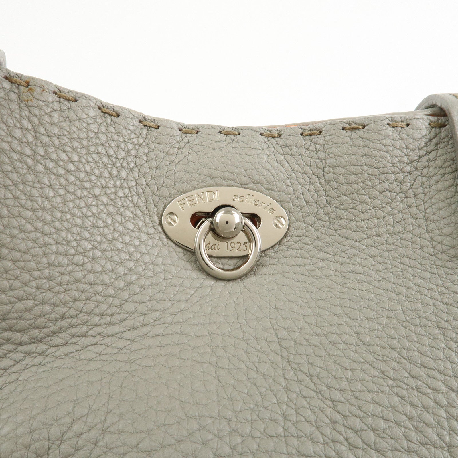 FENDI Selleria Carla Leather Tote Bag Shoulder Bag Gray 8BH257