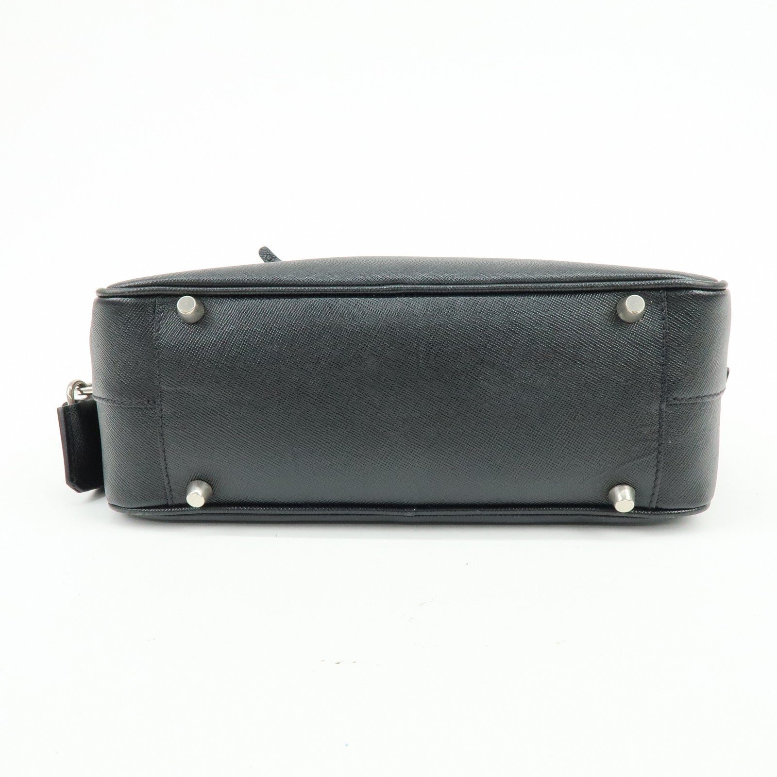 PRADA Triangle Logo Saffiano Leather Hand Bag Shoulder Bag Black
